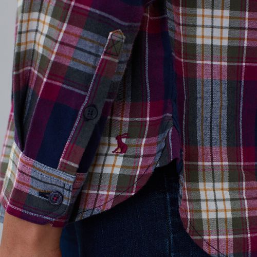 Lorena Longline Brushed Woven Shirt - Berry Check