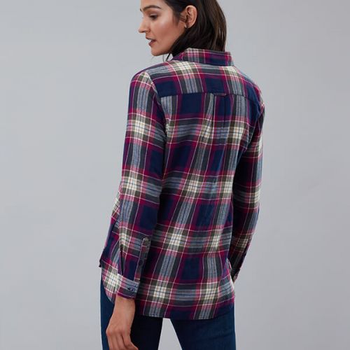 Lorena Longline Brushed Woven Shirt - Berry Check