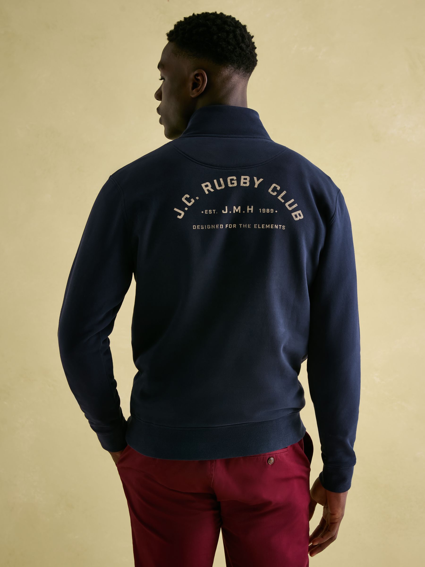 Jenkins Navy Quarter Zip Graphic Sweatshirt