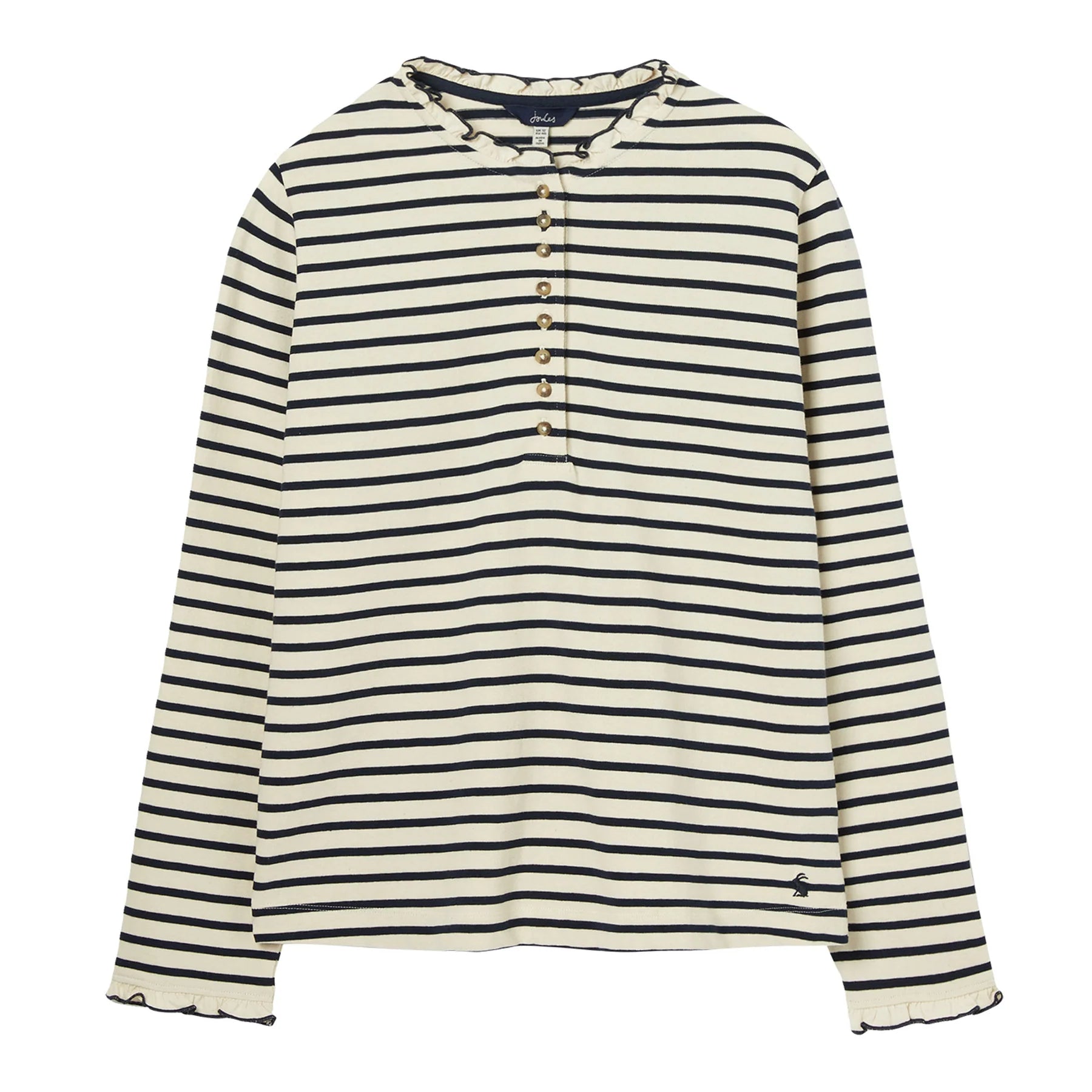 Maeve Long Sleeve Button Fastened Top - Navy Stripe