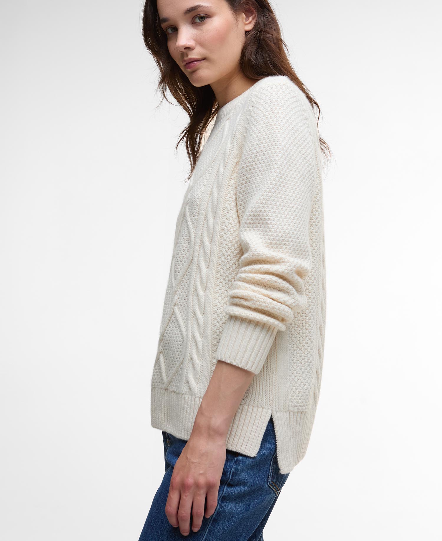 Burne Argyle Crew Neck Jumper - Ecru