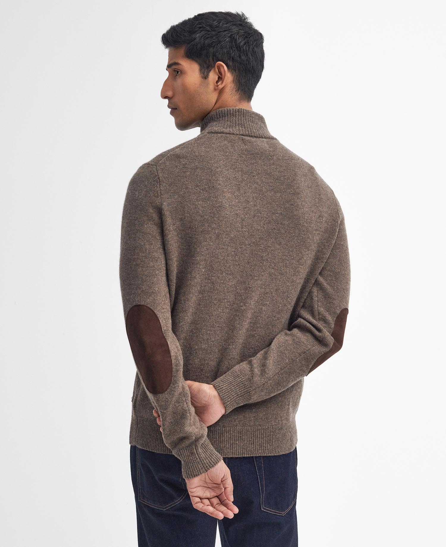 Essential Elbow Patch Jumper - Dark Stone