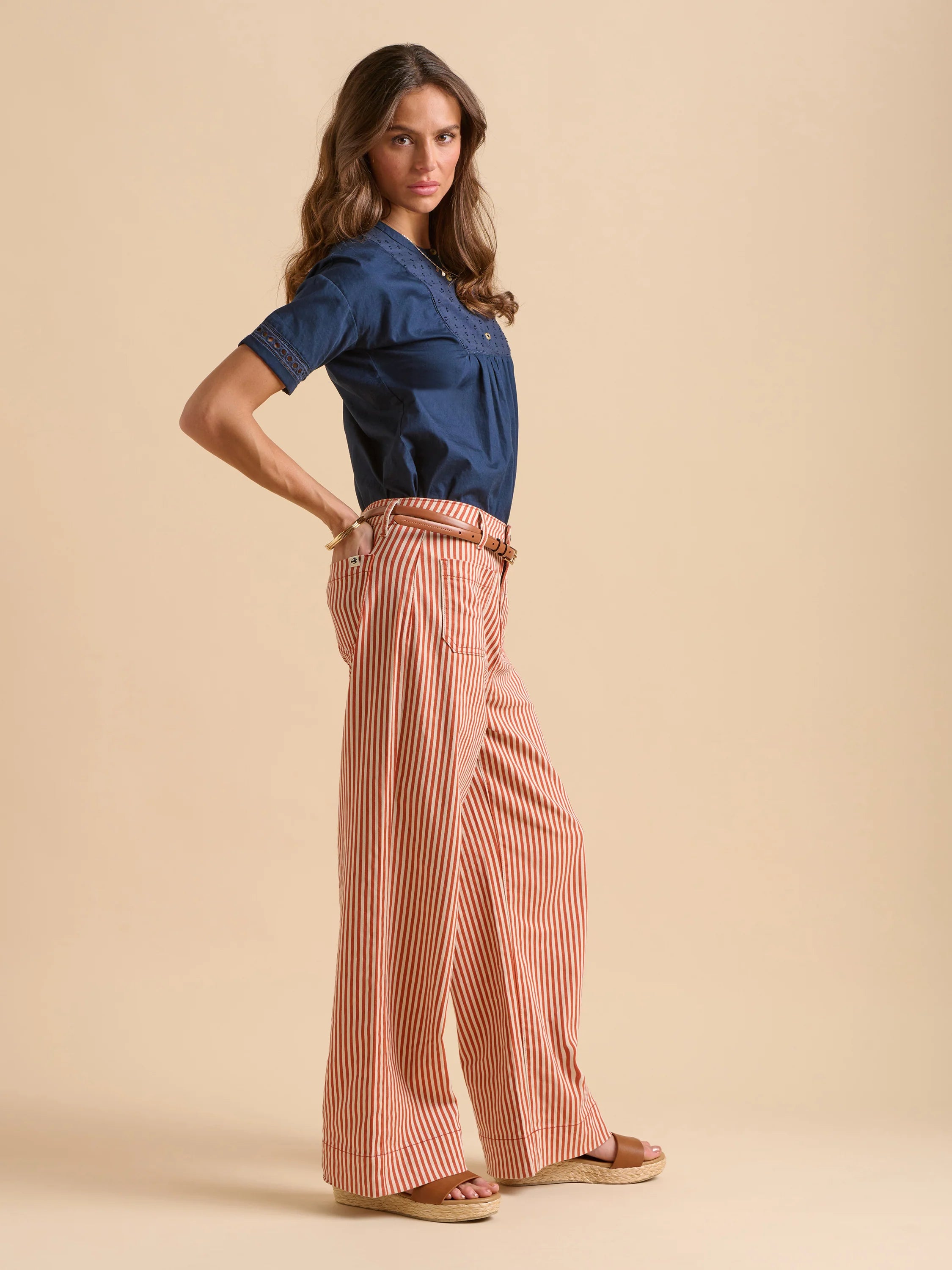 Stripe Straight Leg Jeans