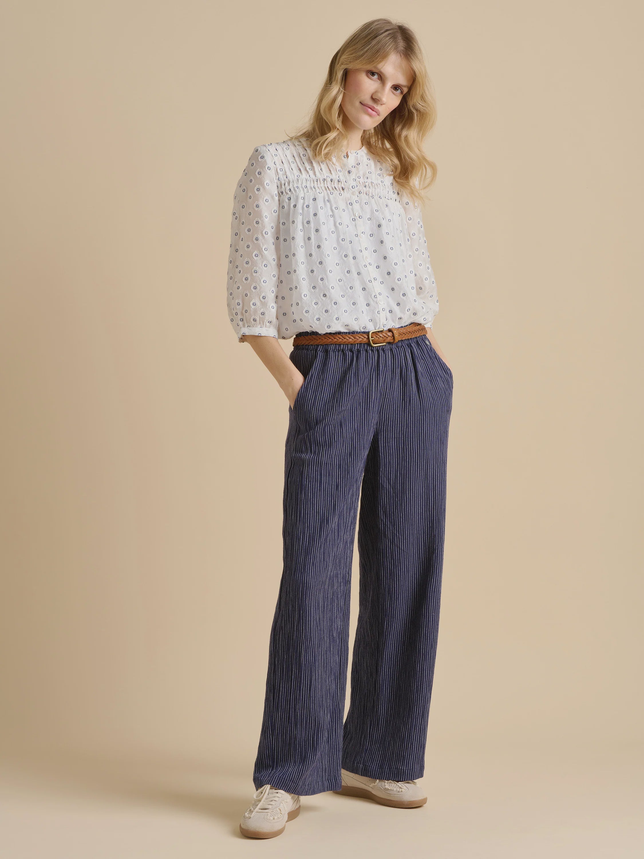 Wide Leg Stripe Trouser