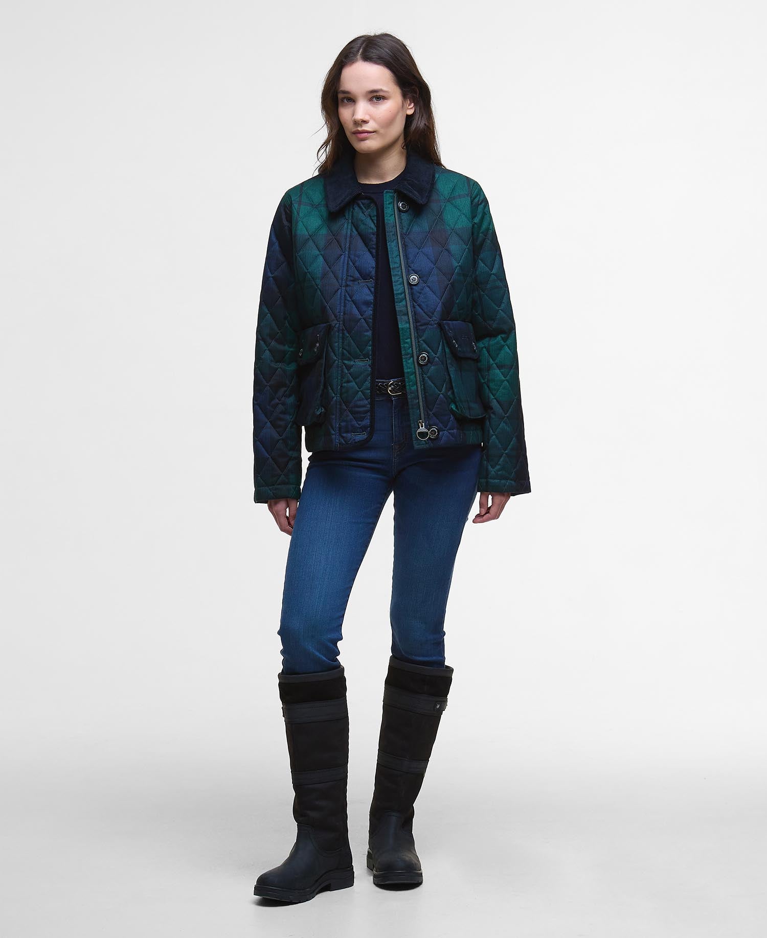 Loudon Tartan Quilted Jacket - Blackwatch tartan