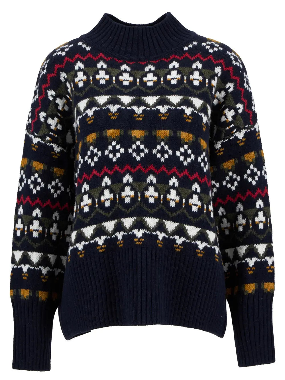 Larisa Fair Isle High-Neck Jumper - Navy