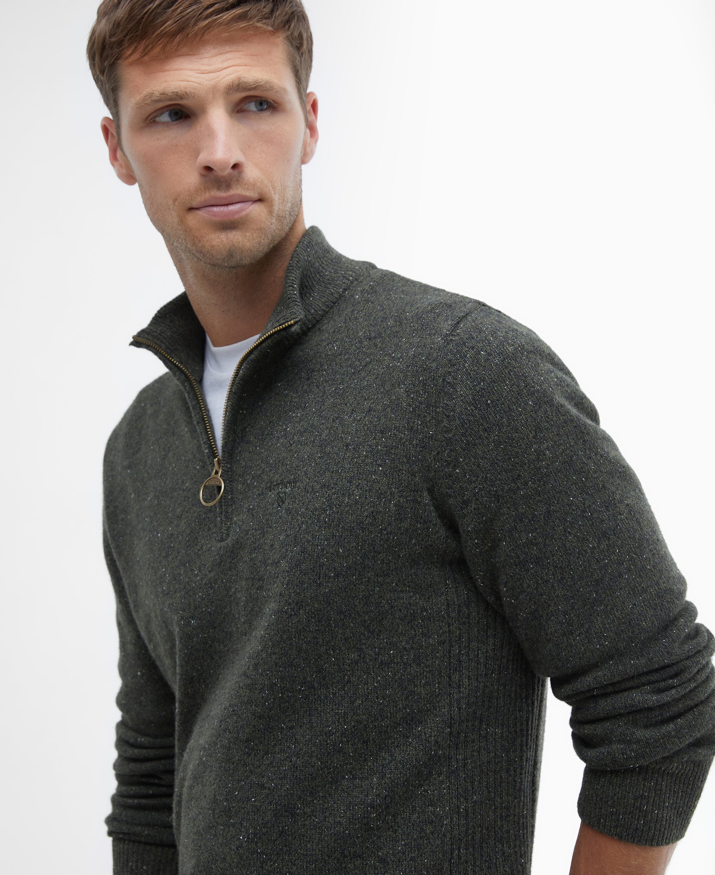 Essential Tisbury Half-Zip Jumper - Dark Seaweed