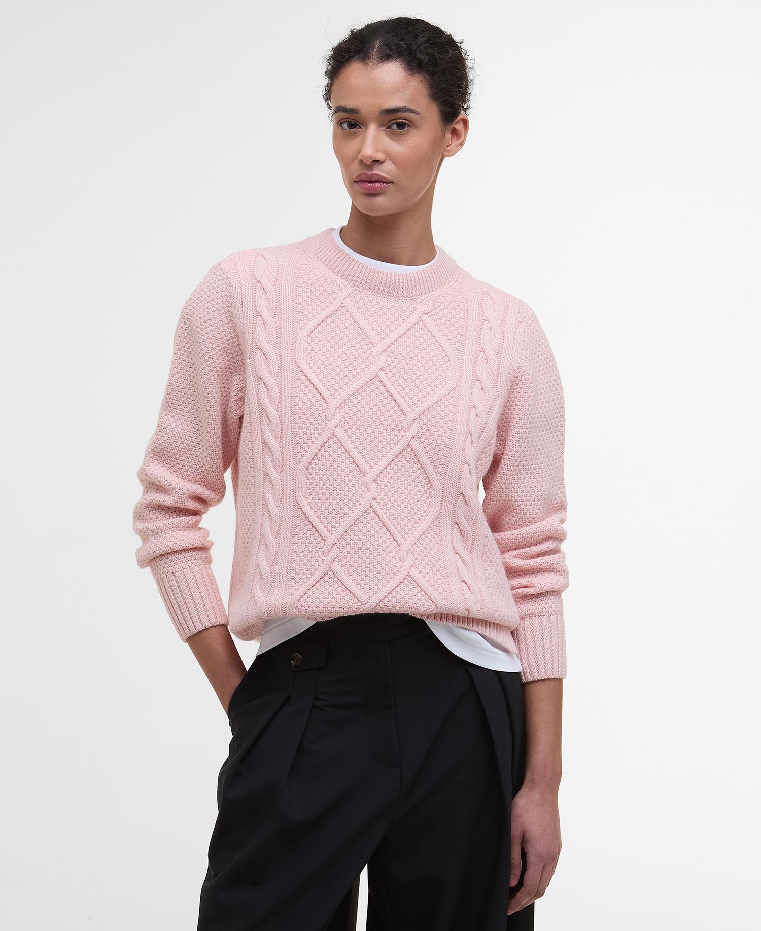 Burne Argyle Crew Neck Jumper - Pink Blush