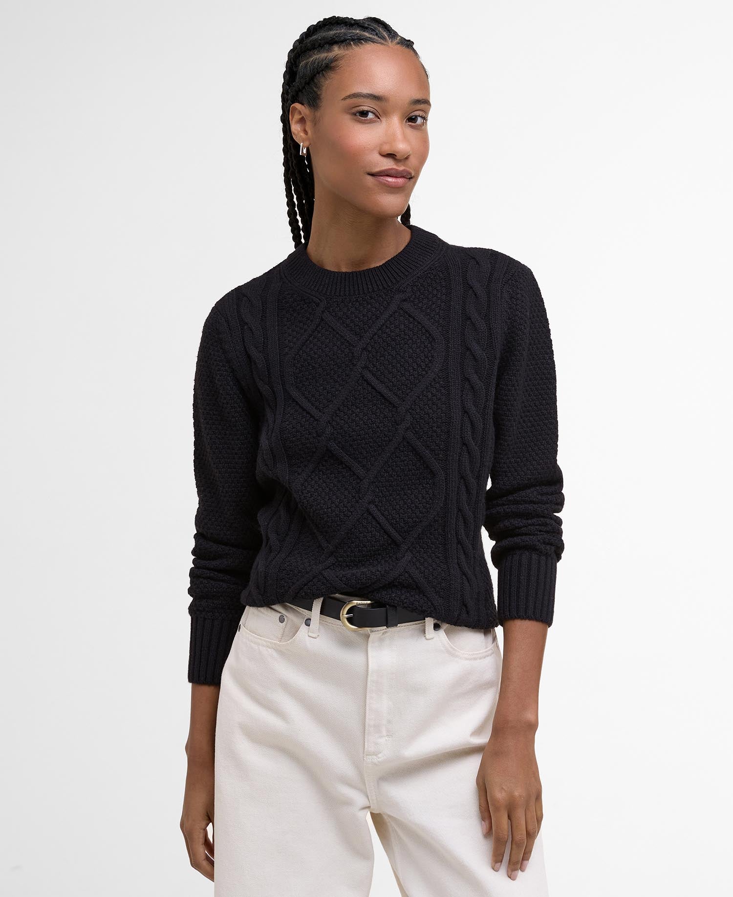 Burne Argyle Crew Neck Jumper - Black