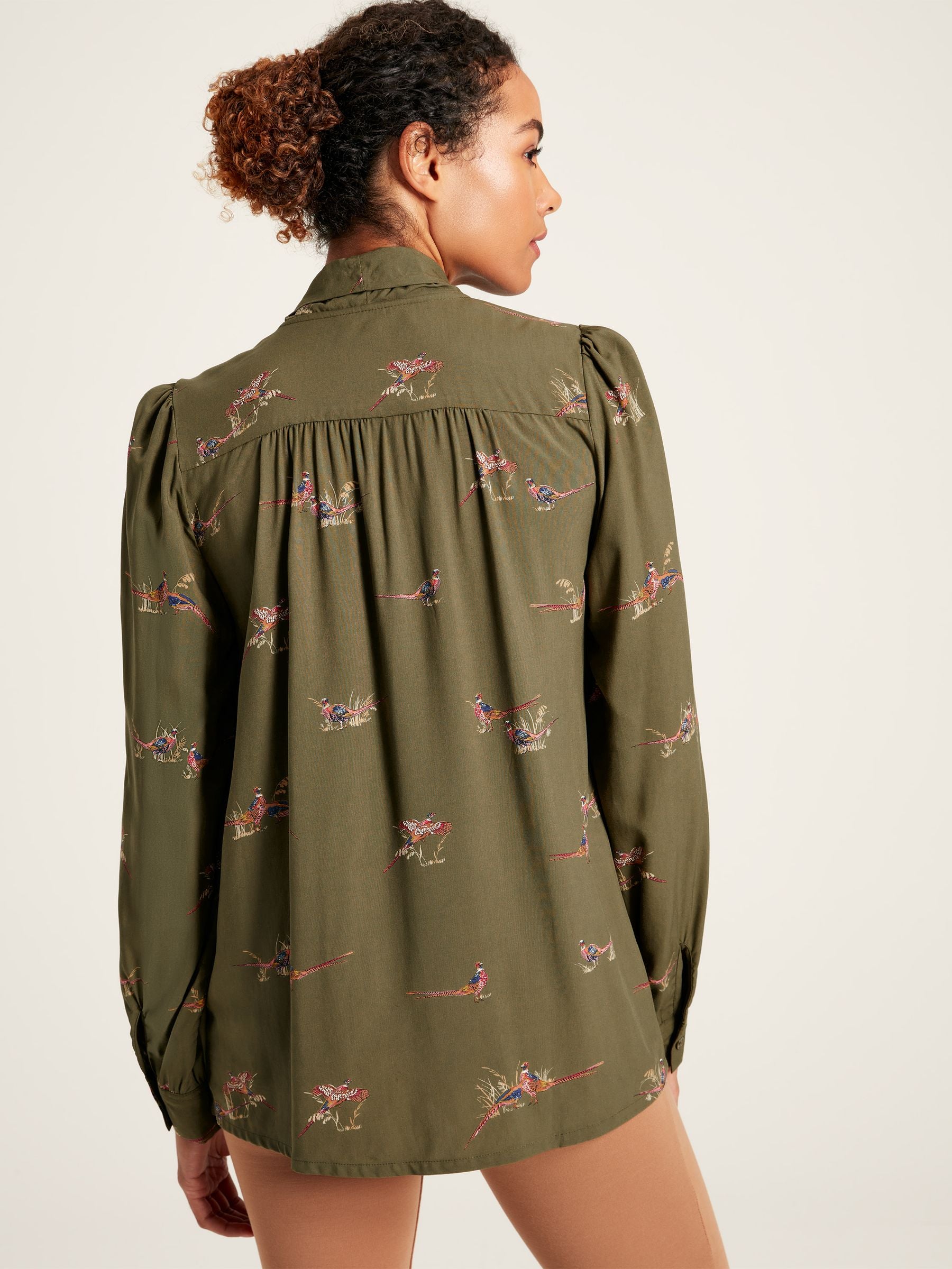 Everly Tie Neck Blouse - Green