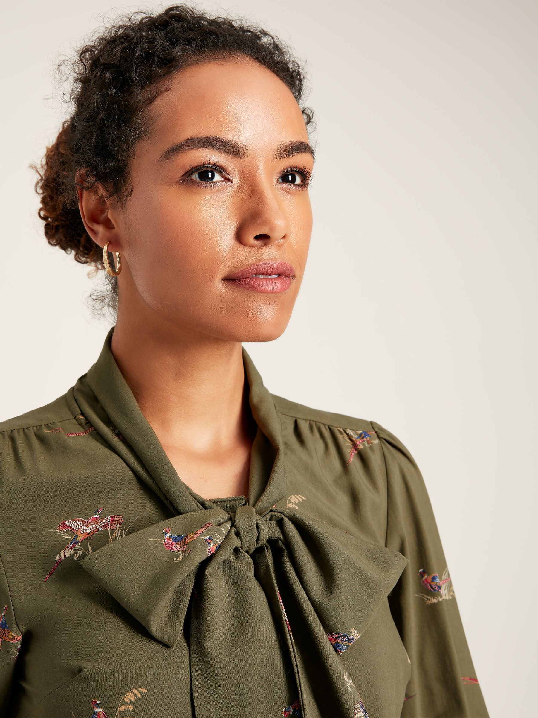 Everly Tie Neck Blouse - Green