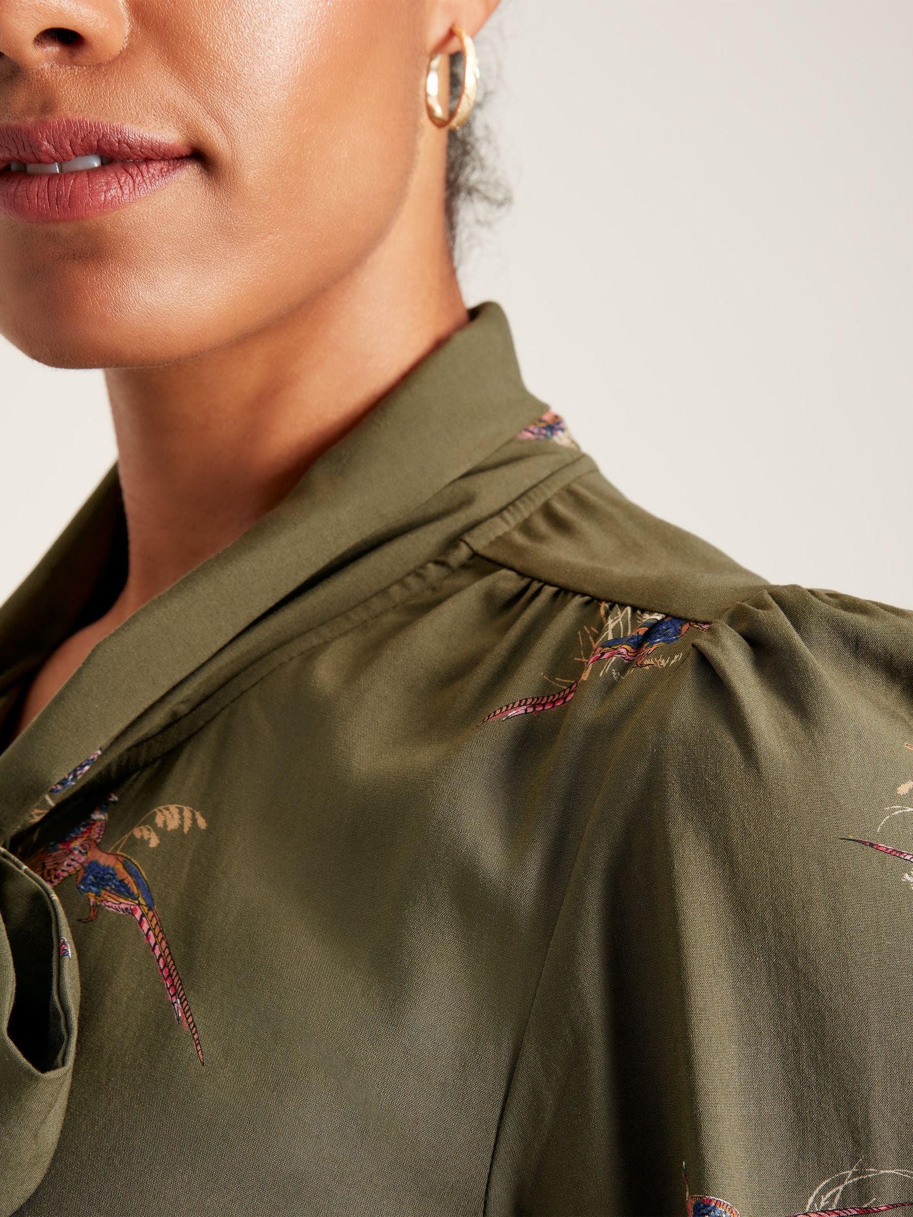 Everly Tie Neck Blouse - Green