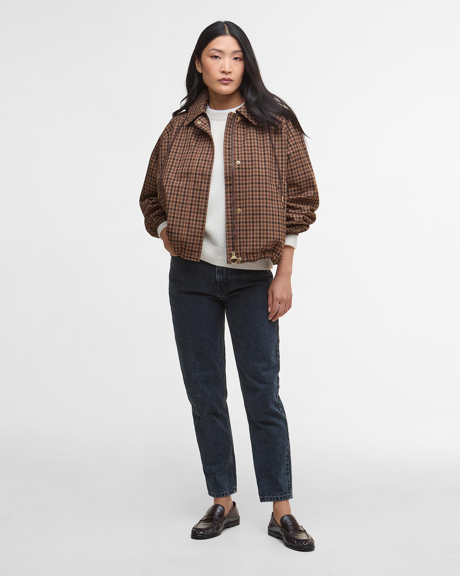 Audrey Showerproof Jacket - Vicuna Gingham Check