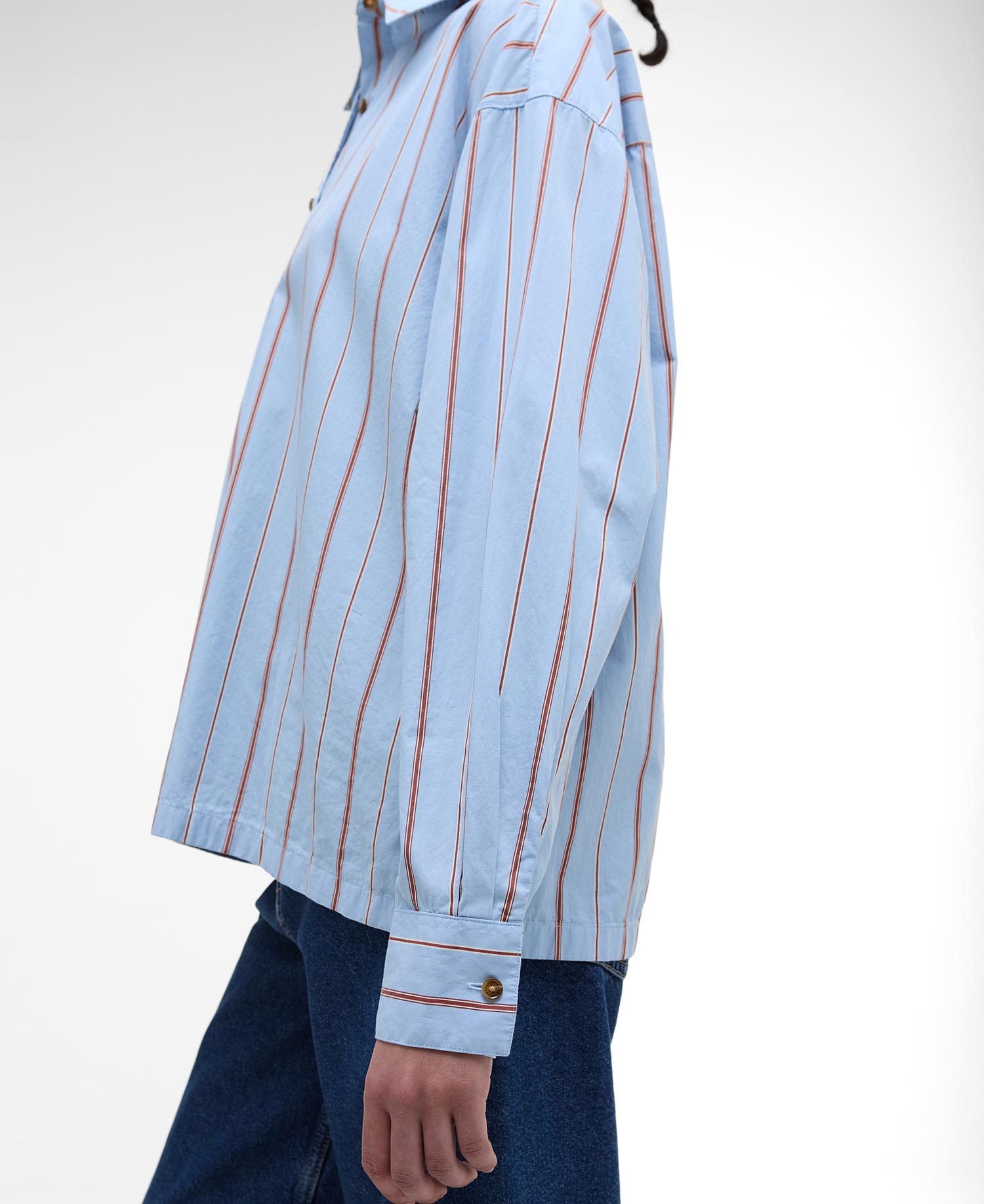 Saffron Striped Relaxed Shirt - Ice Blue Stripe