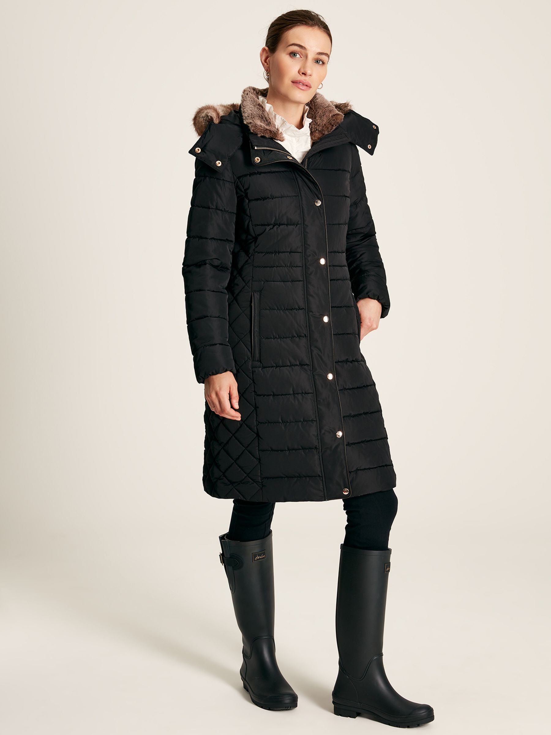 Charlington Showerproof Longline Padded Coat - Black