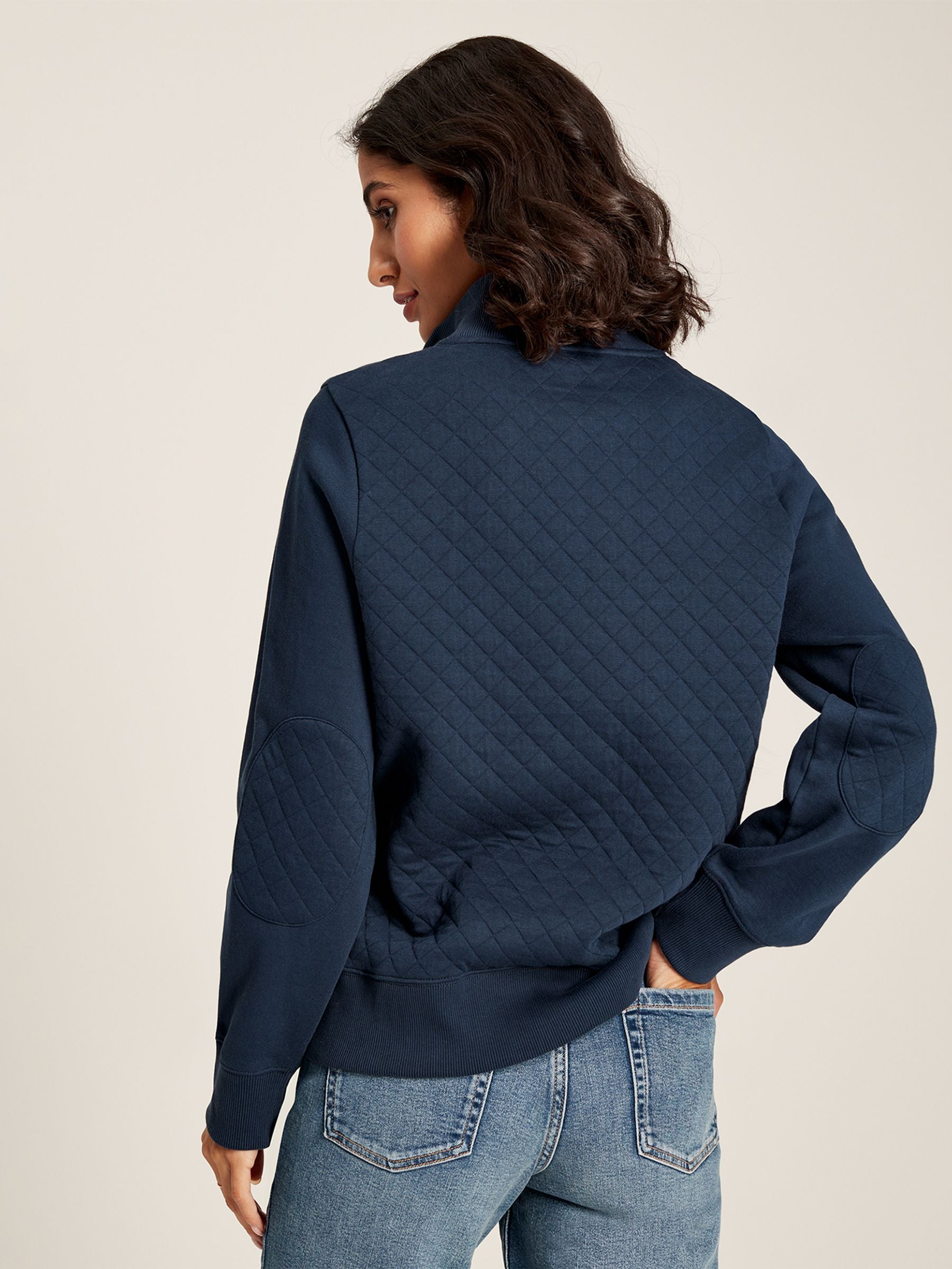 Anisa Quilted Zip Sweat Top - Navy Blue