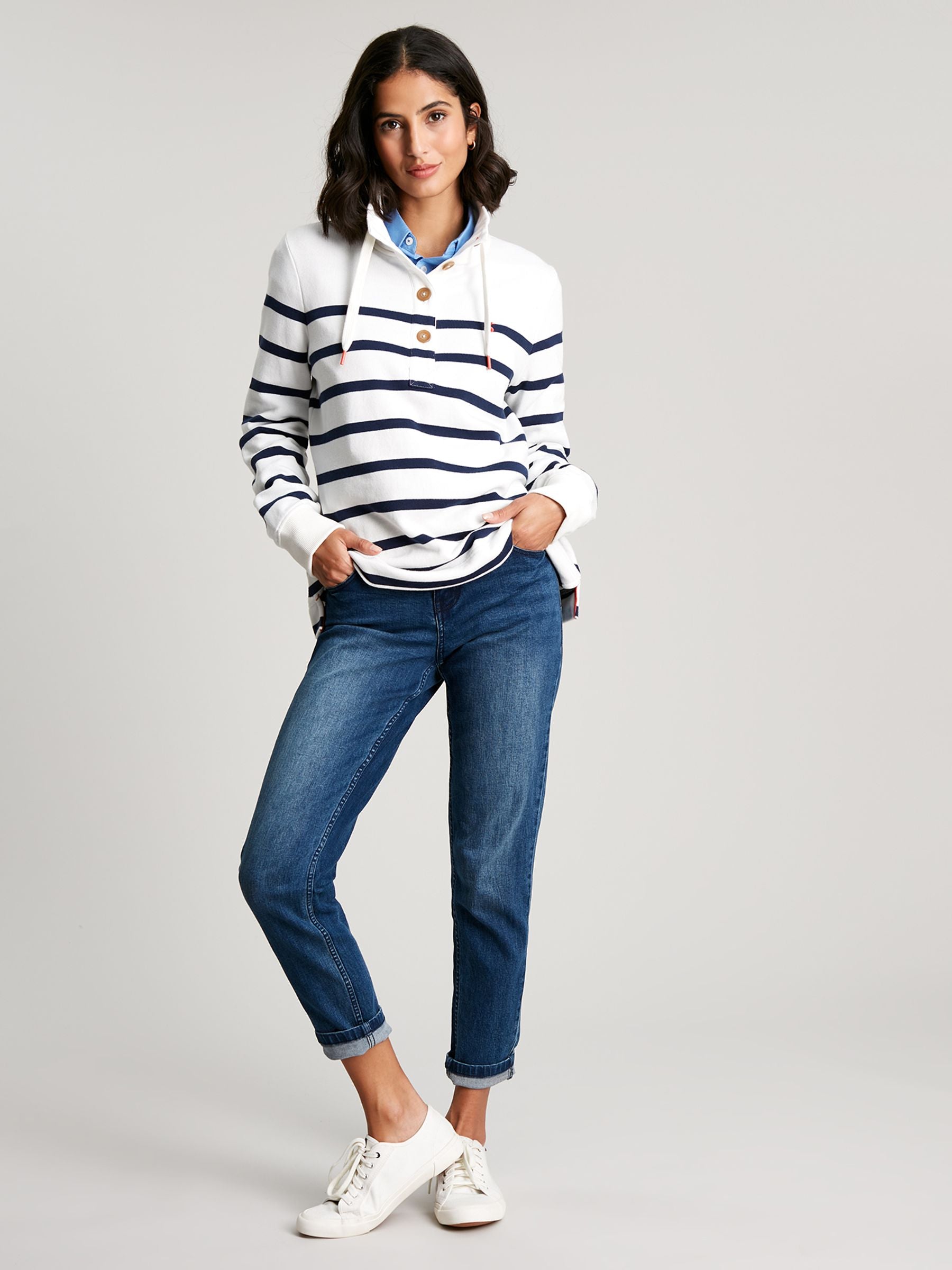 Southwold Sweatshirt - Navy Cream Stripe