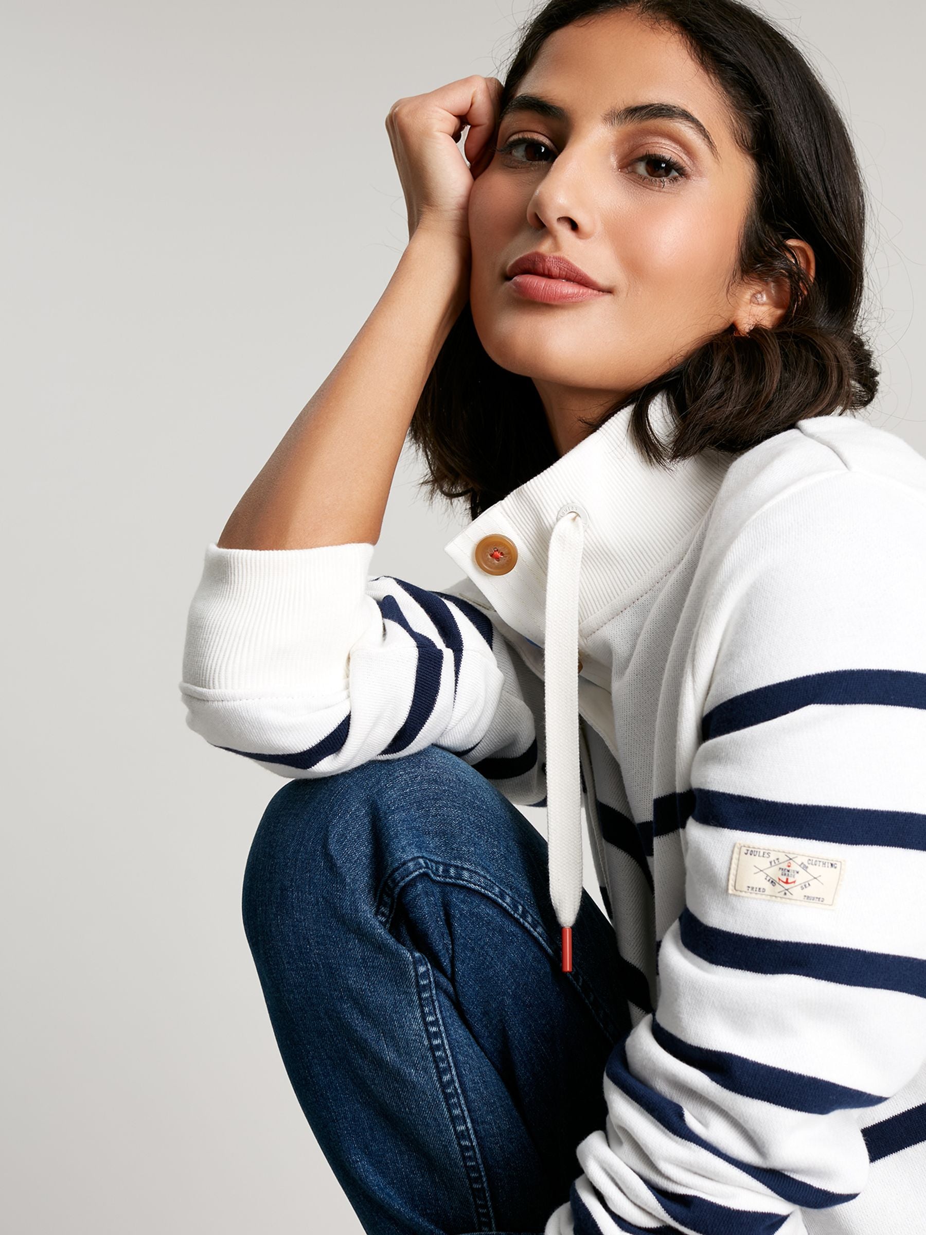 Southwold Sweatshirt - Navy Cream Stripe