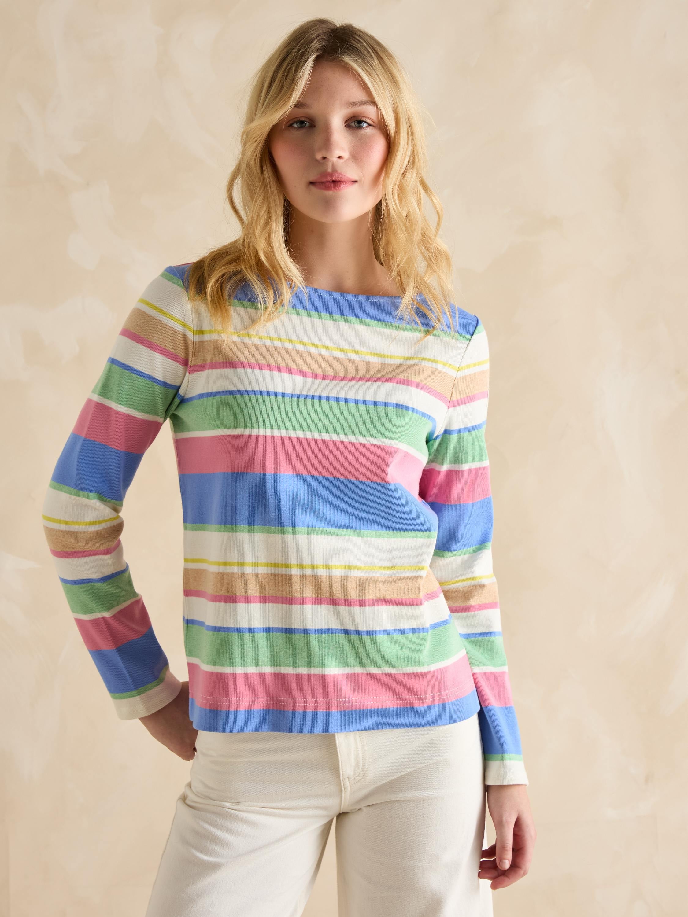 Harbour Boat Neck Printed Top Multi