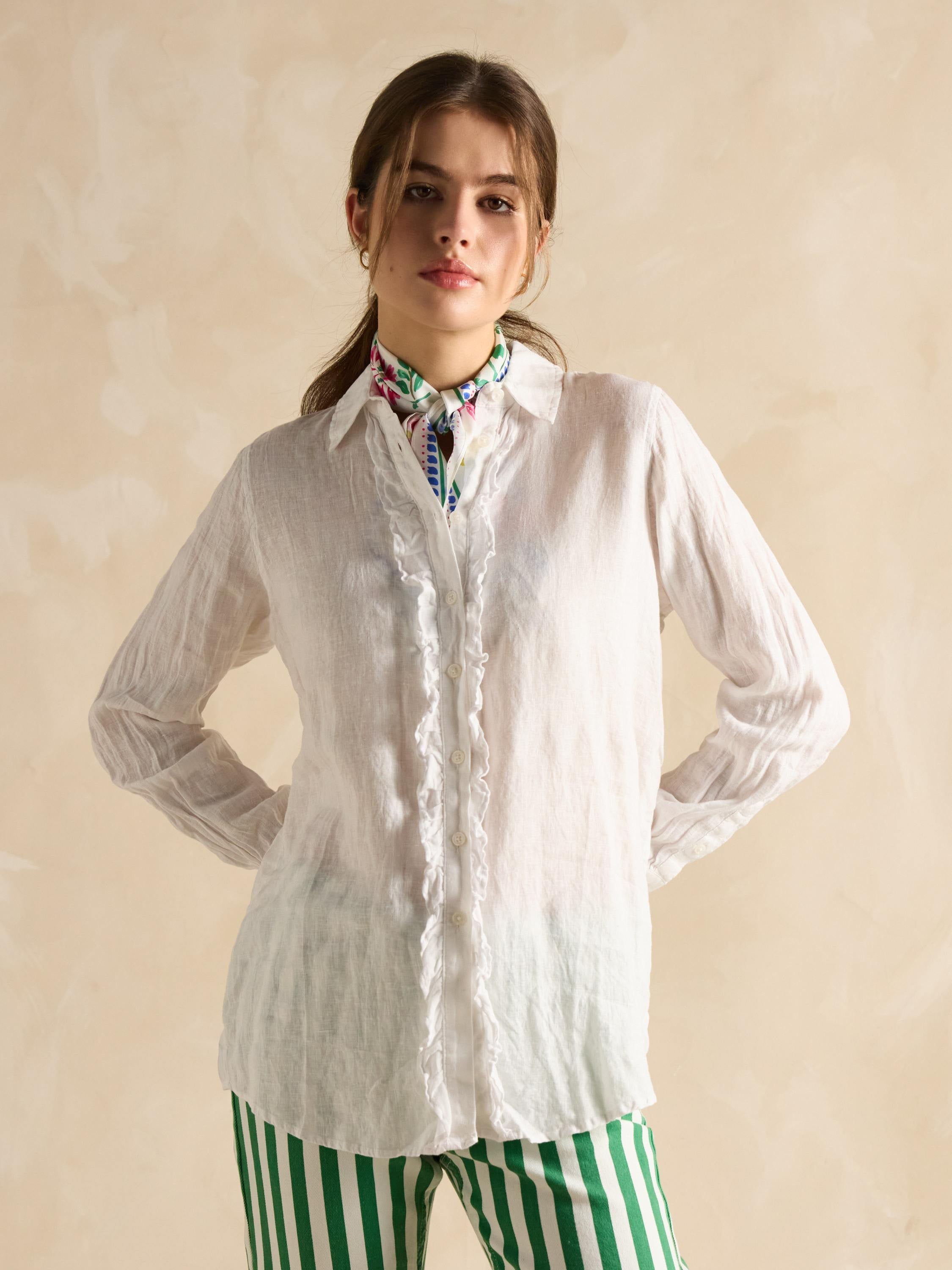 Selene White 100% Linen Shirt -