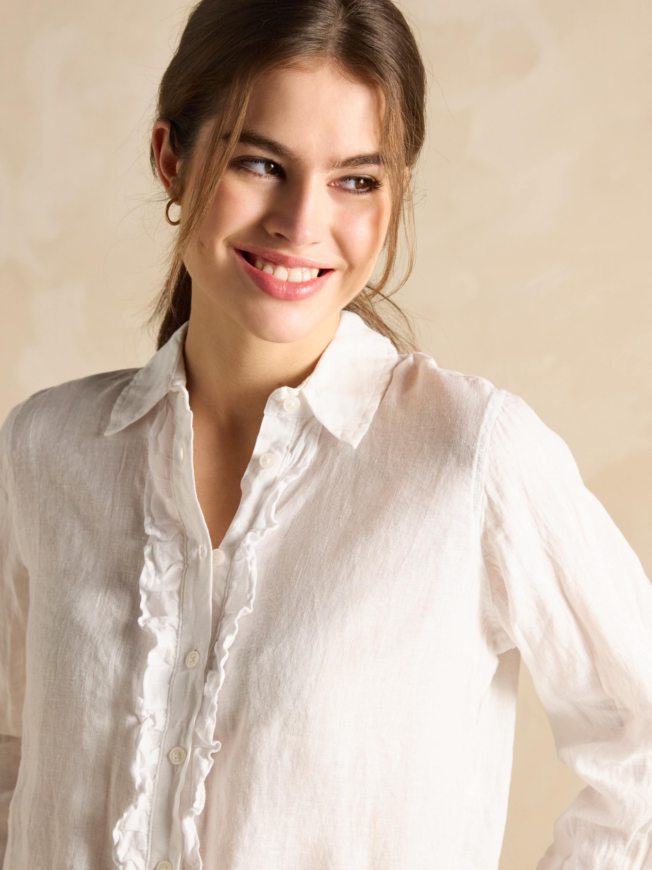 Selene White 100% Linen Shirt -
