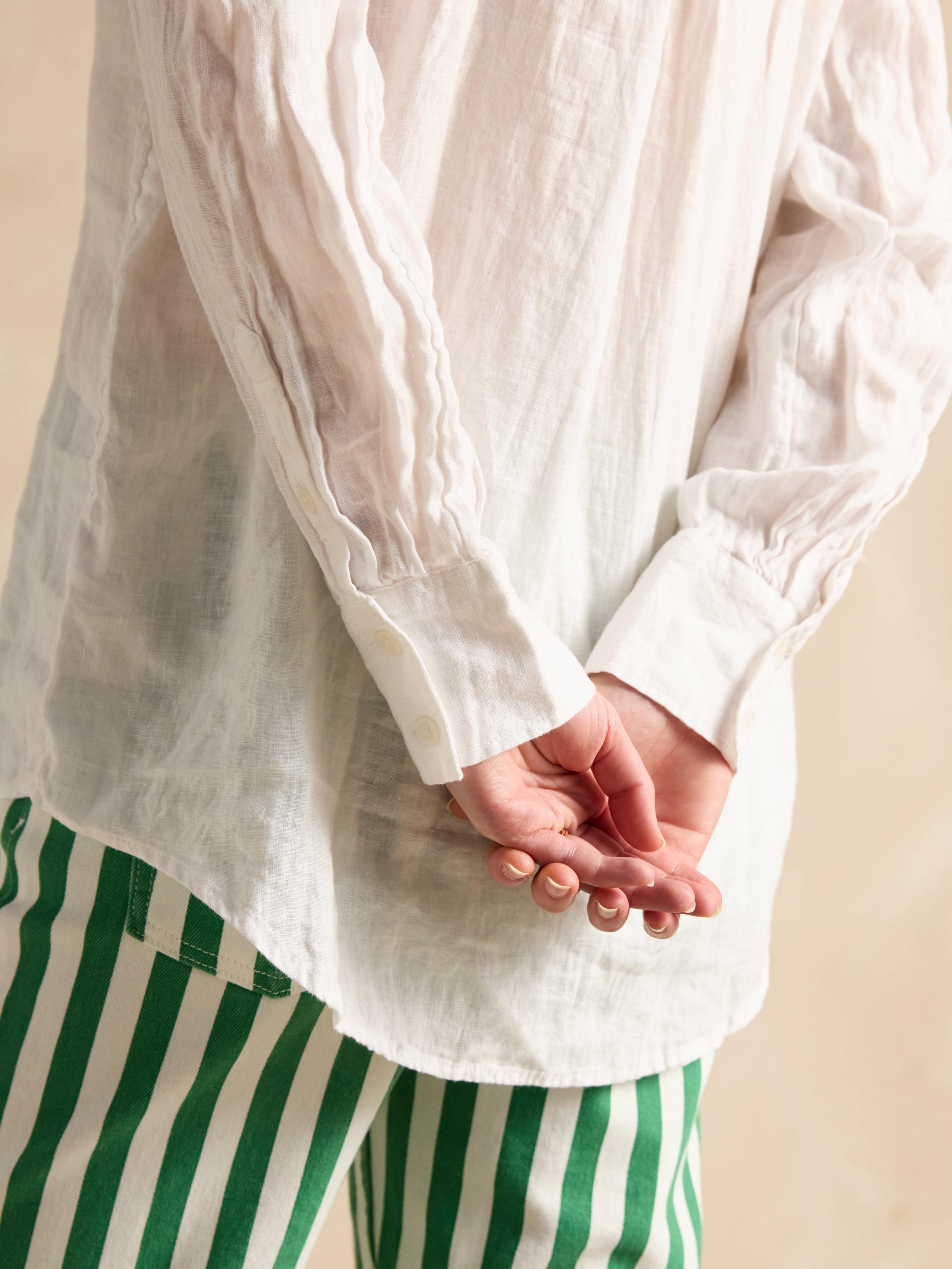 Selene White 100% Linen Shirt -