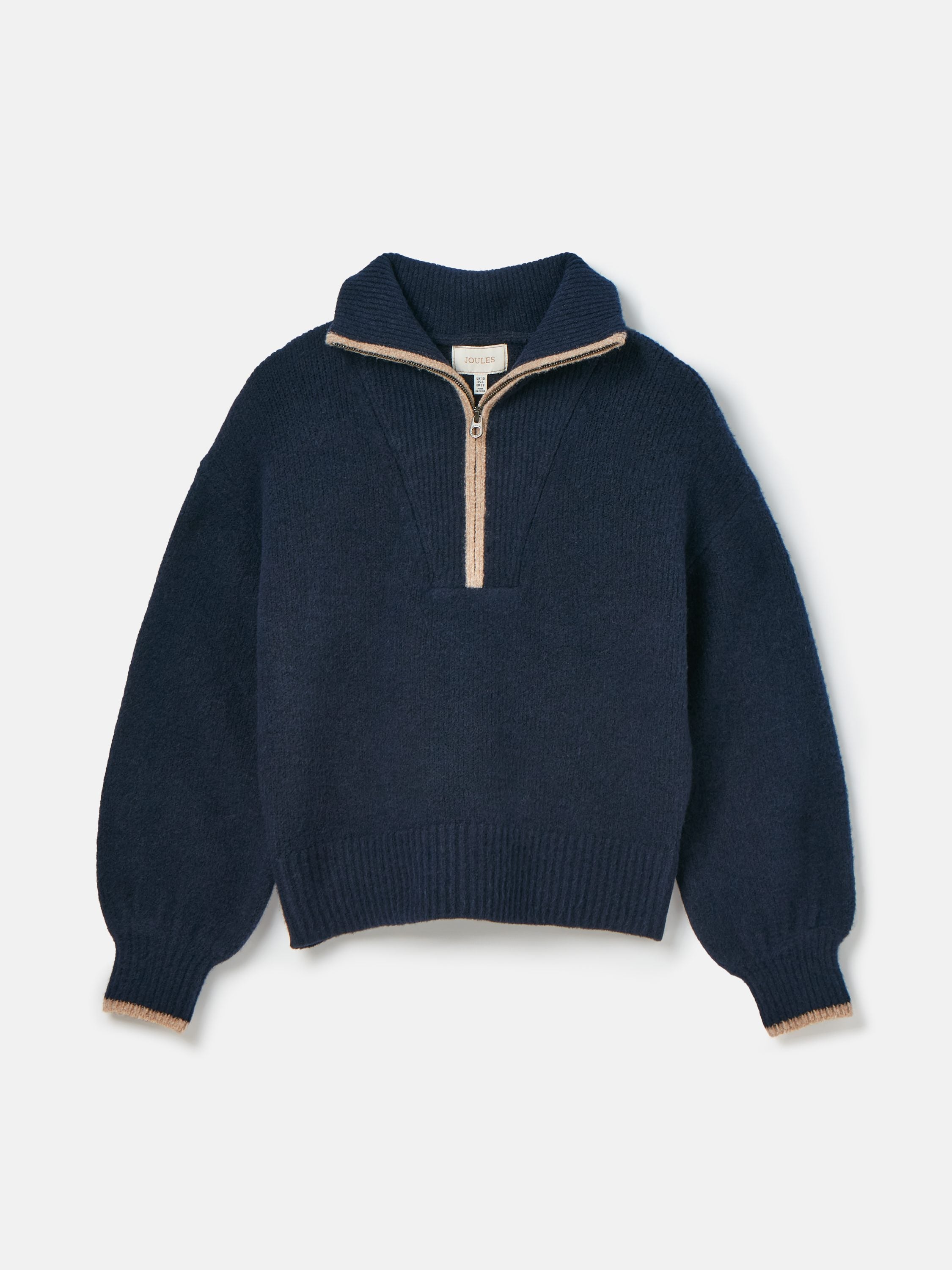 Elmore Navy Knitted Quarter Zip Jumper