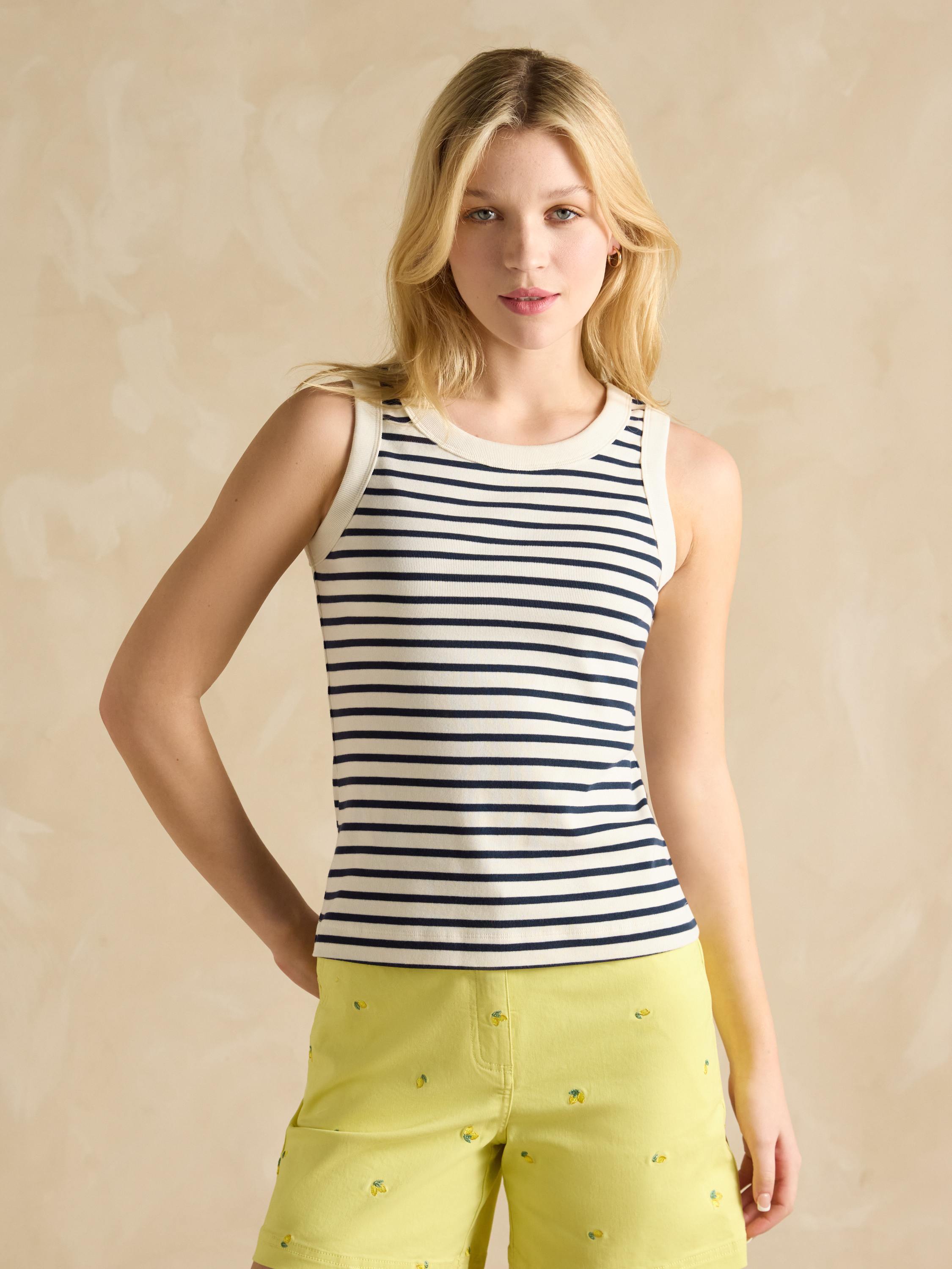Harbour Cream & Navy Striped Jersey Vest -