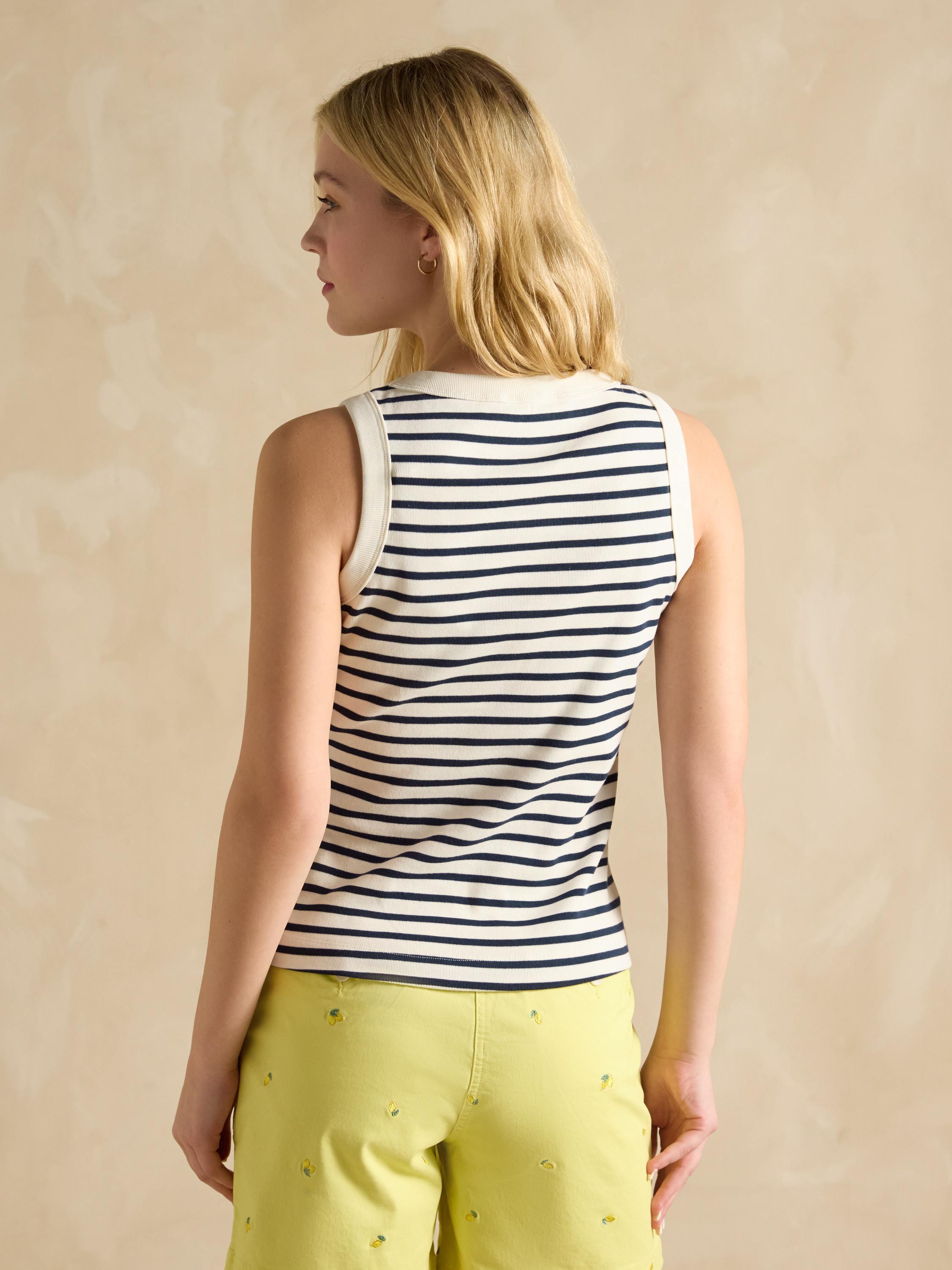 Harbour Cream & Navy Striped Jersey Vest -