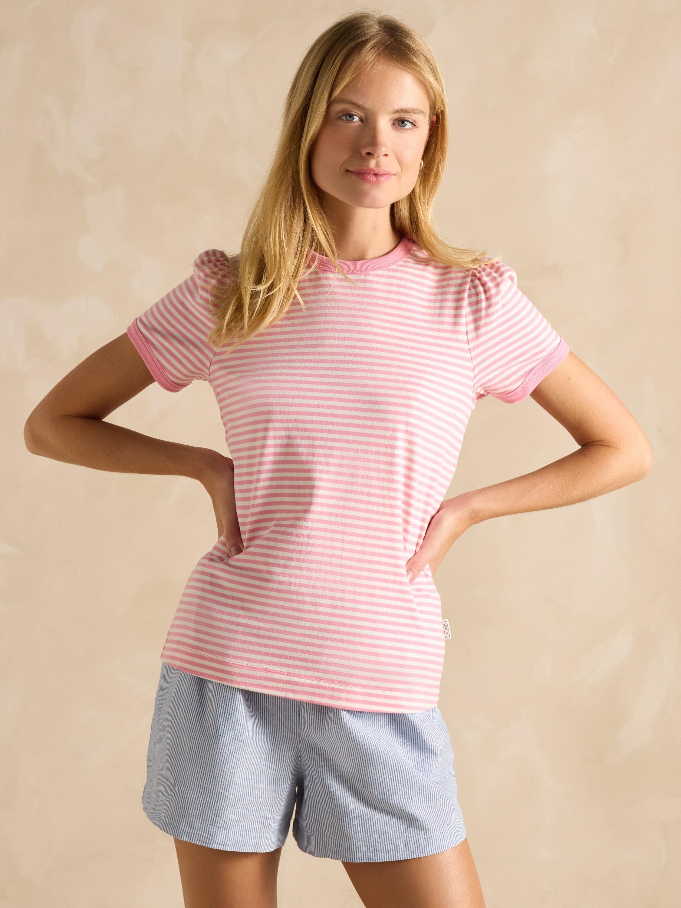 Erin Pink Short Sleeve Striped T-Shirt