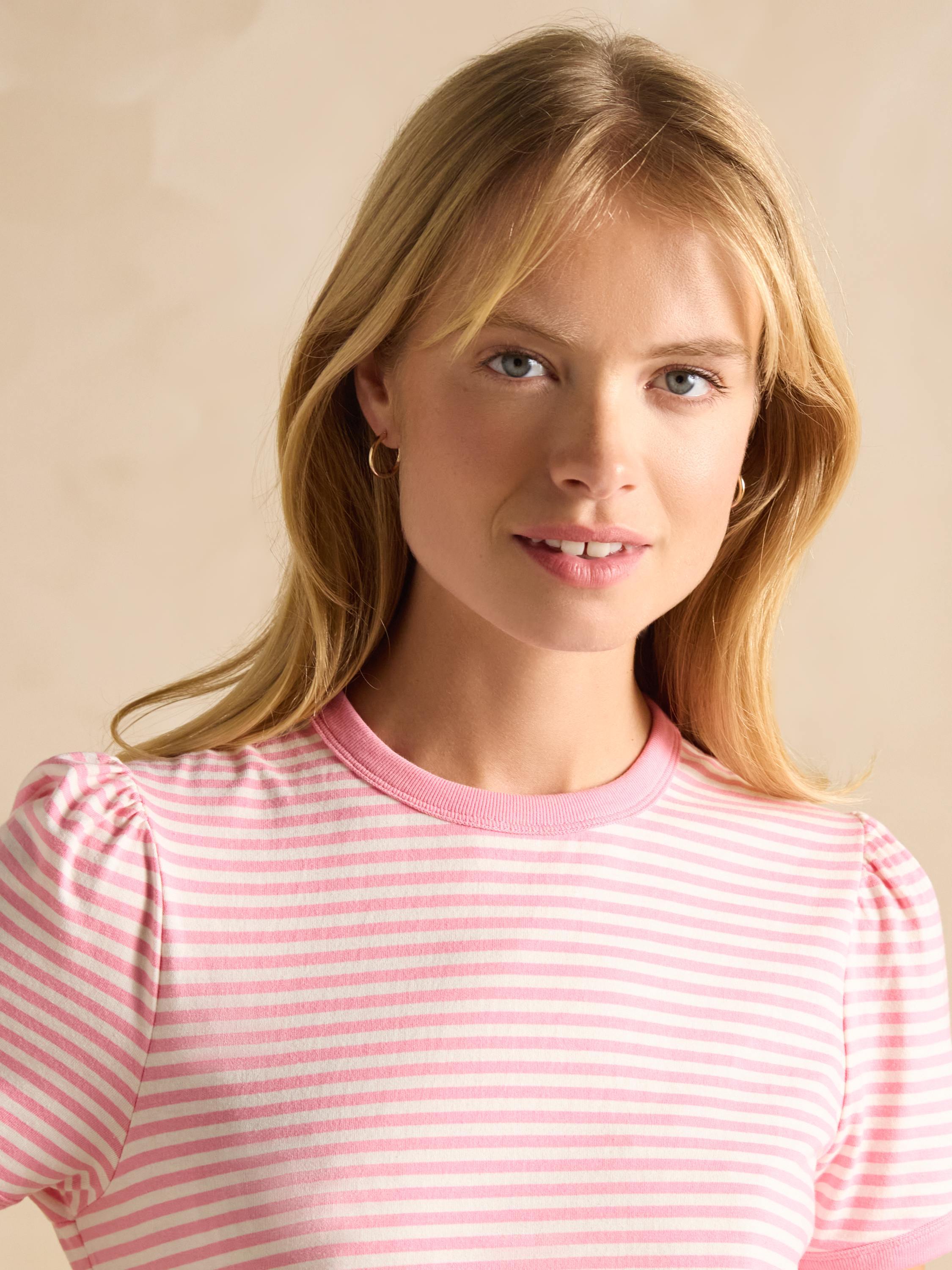 Erin Pink Short Sleeve Striped T-Shirt