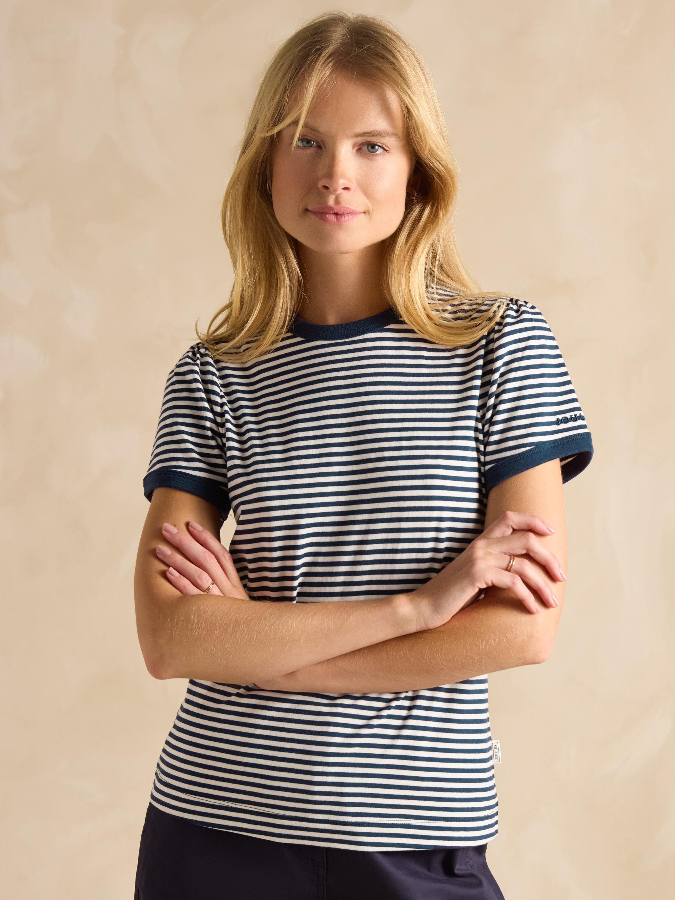 Erin Navy Short Sleeve Striped T-Shirt