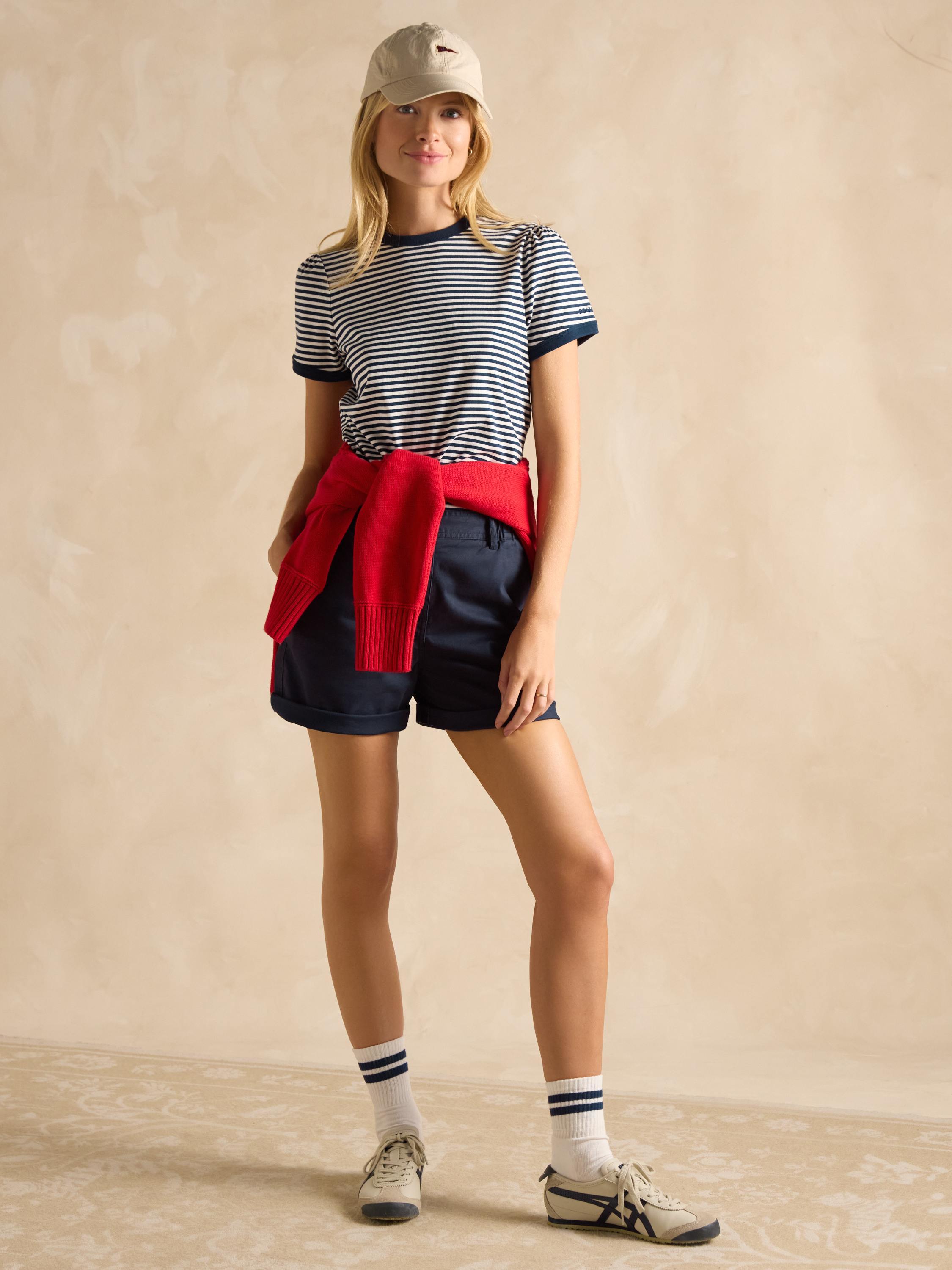 Erin Navy Short Sleeve Striped T-Shirt