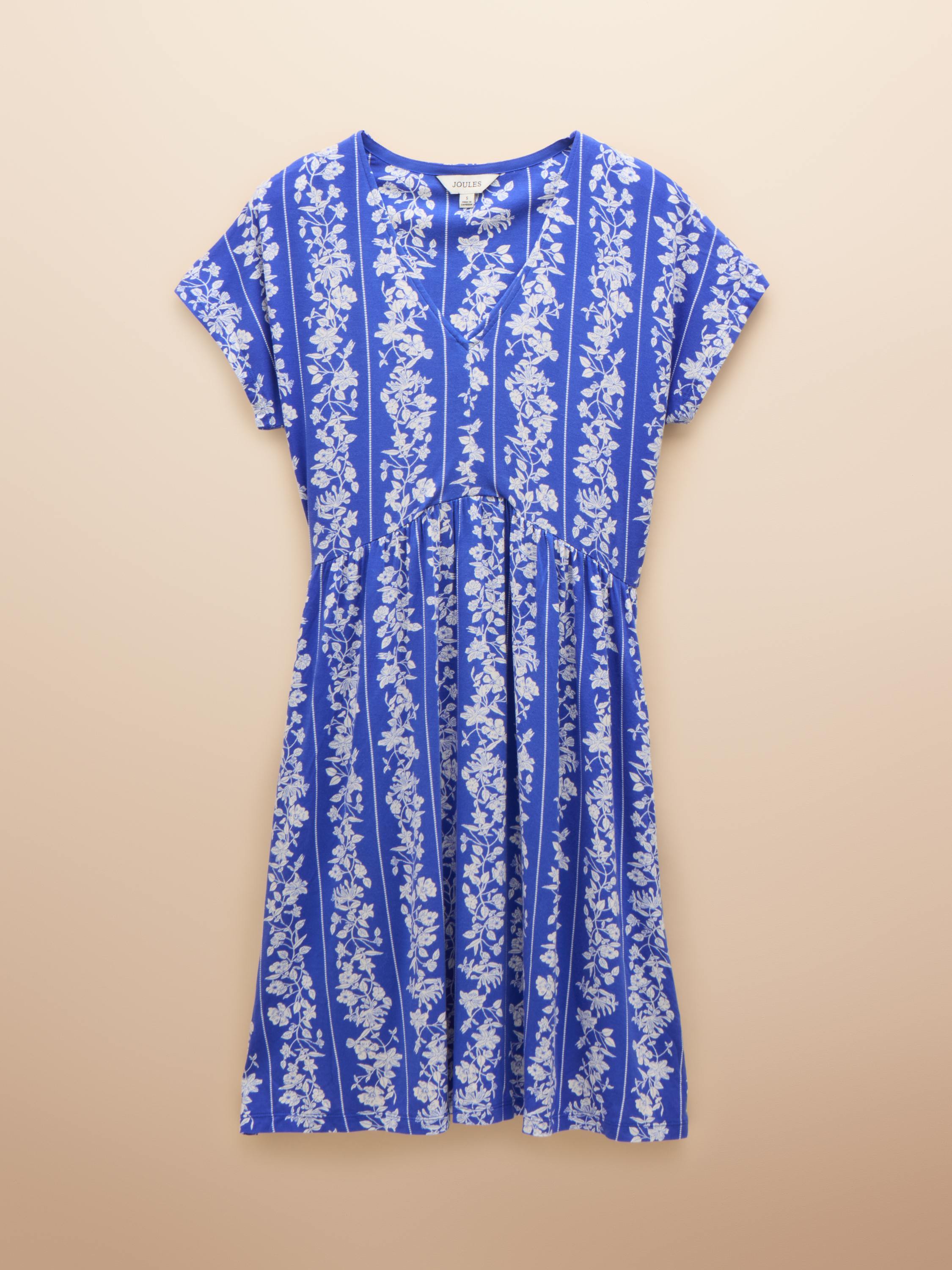 Nia Blue Jersey V-Neck Dress