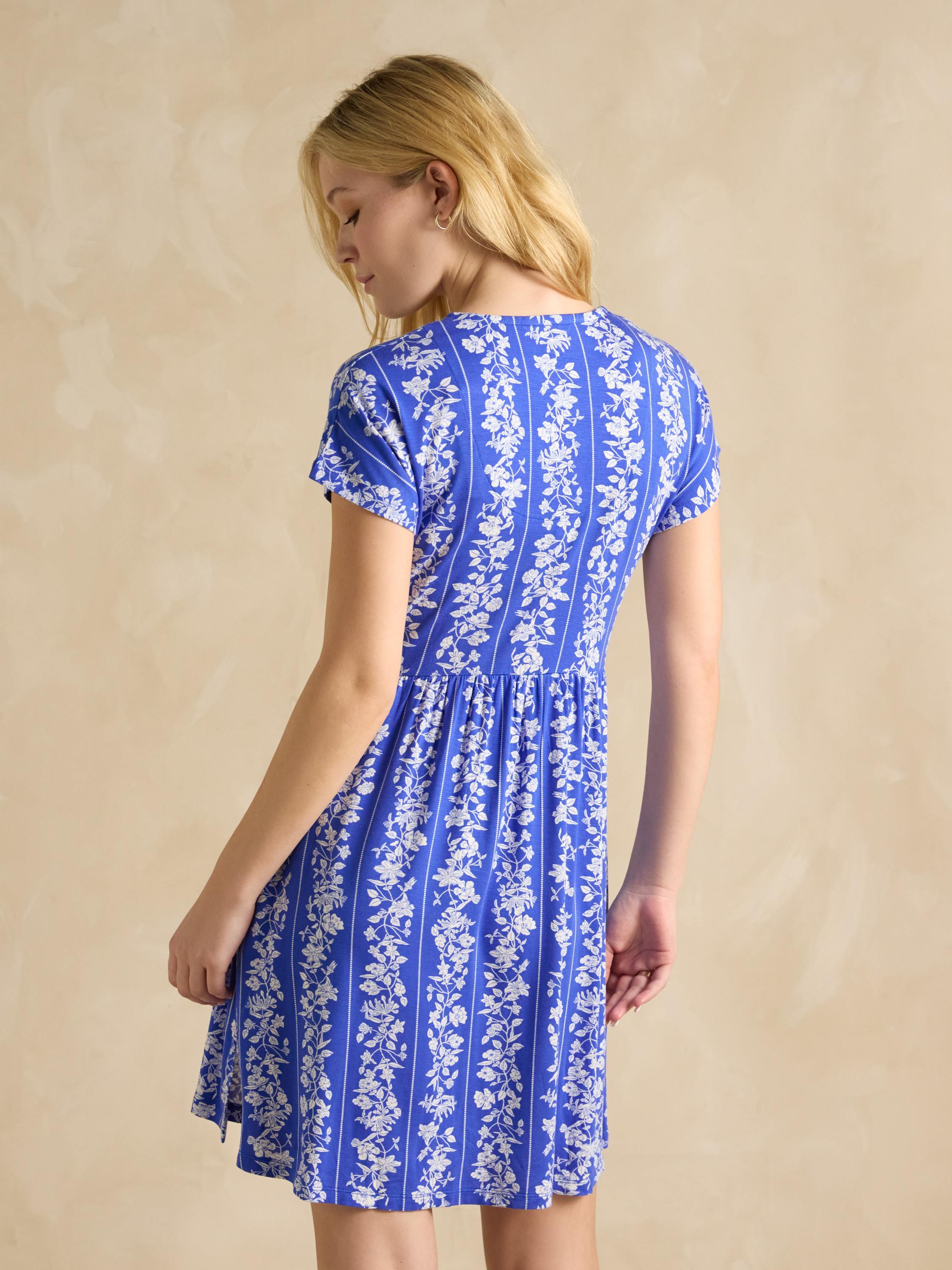 Nia Blue Jersey V-Neck Dress