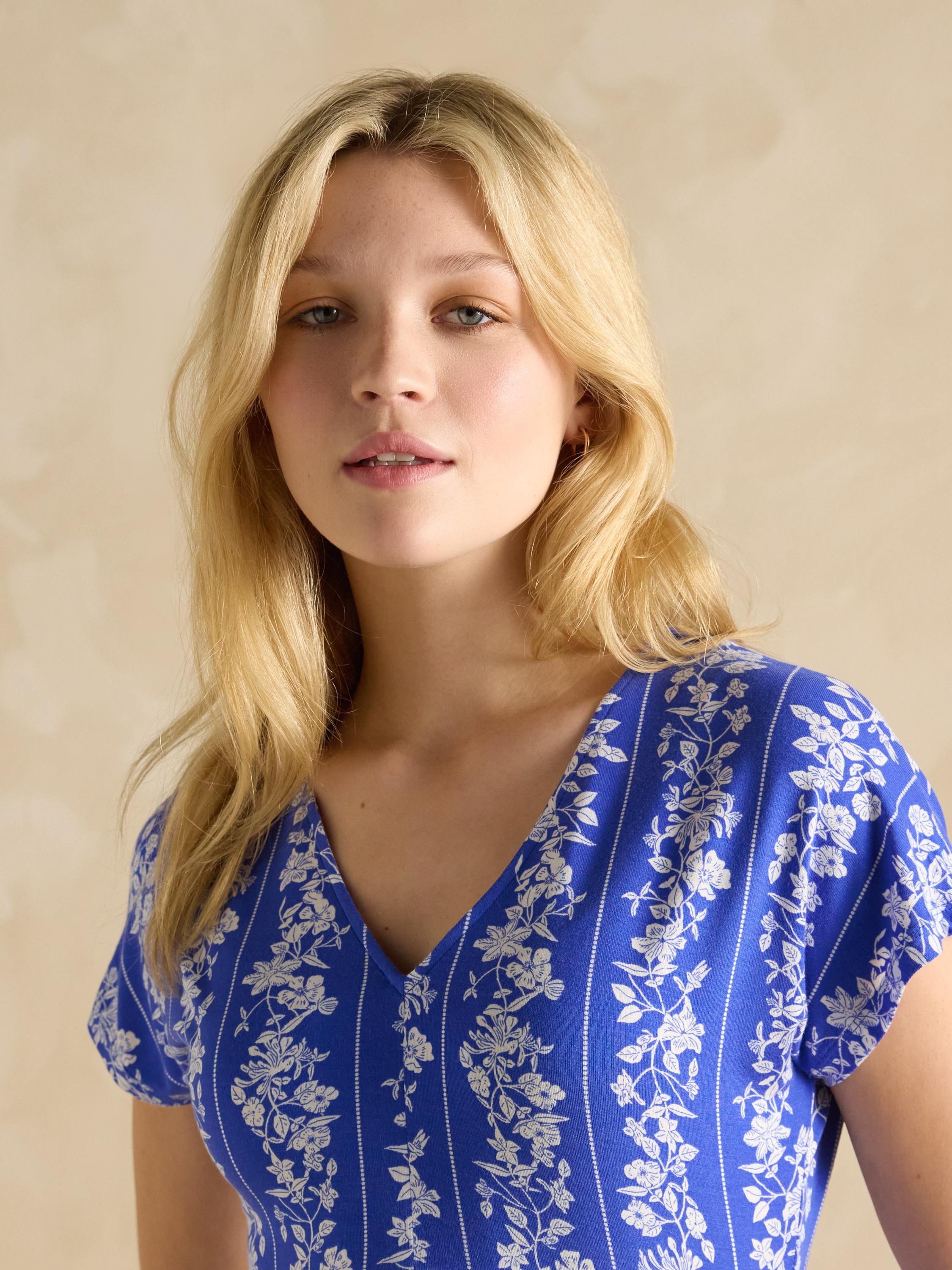 Nia Blue Jersey V-Neck Dress
