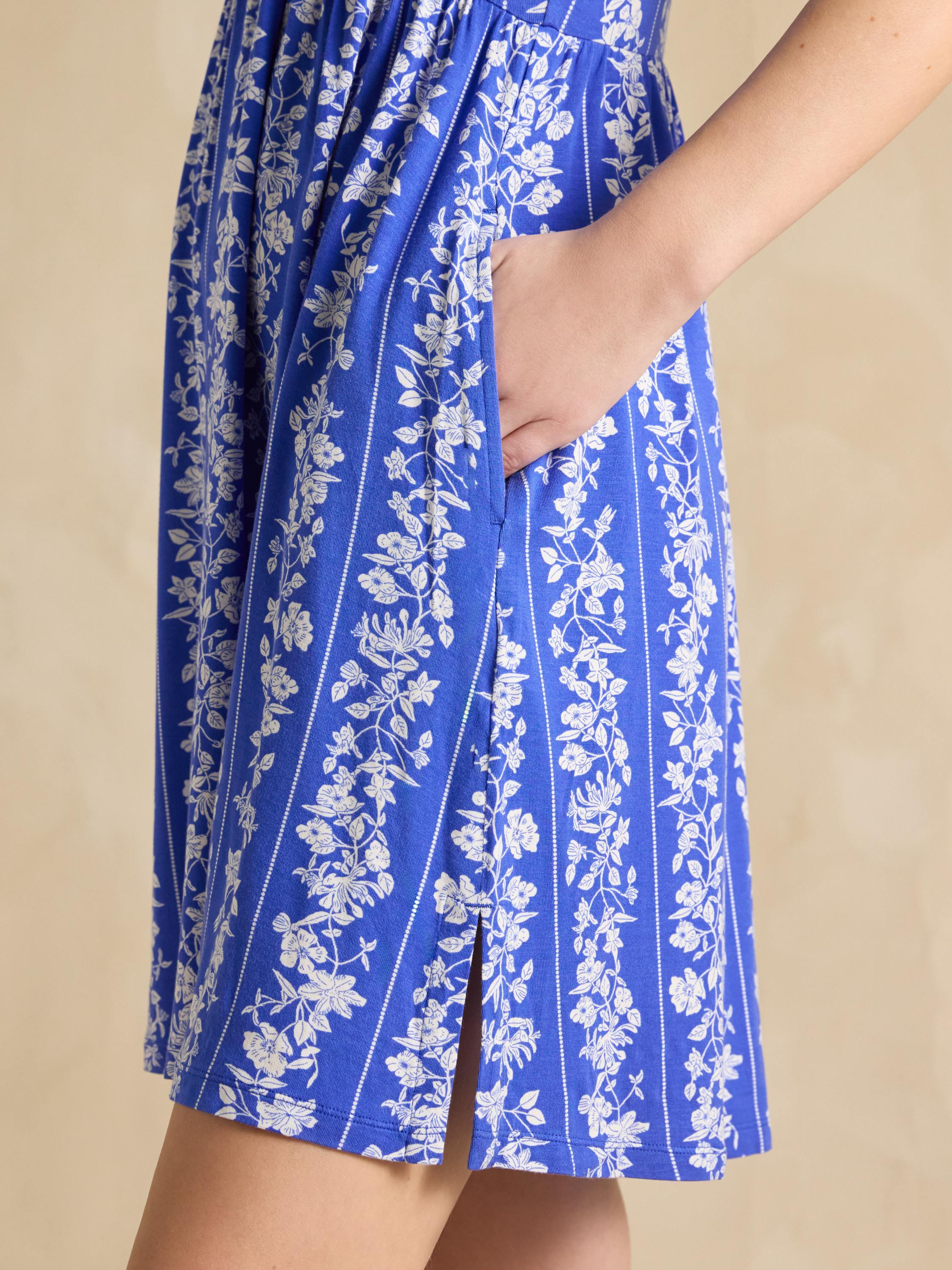 Nia Blue Jersey V-Neck Dress