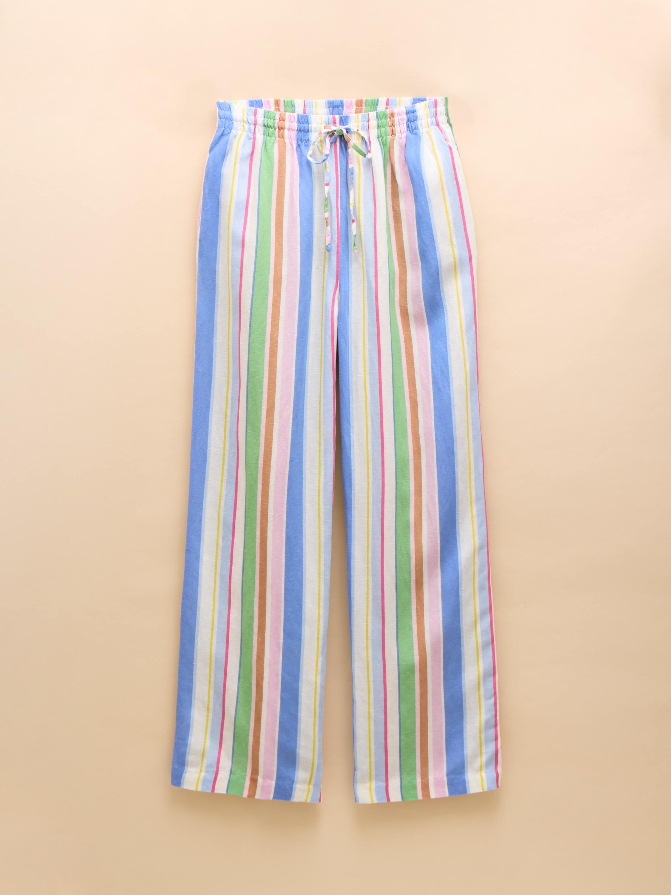 Multi Stripe Linen Blend Trousers