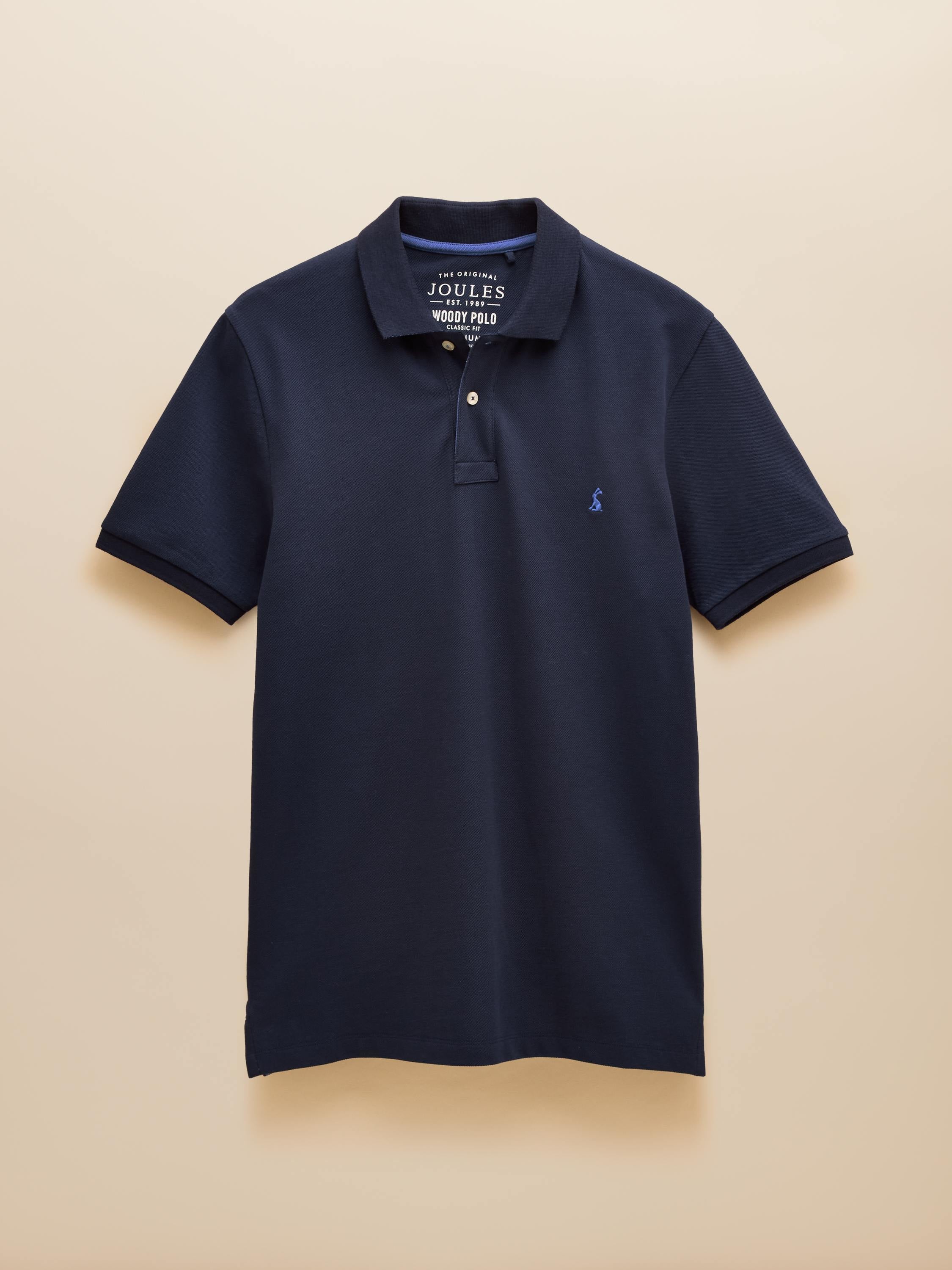Woody Navy Cotton Pique Polo Shirt