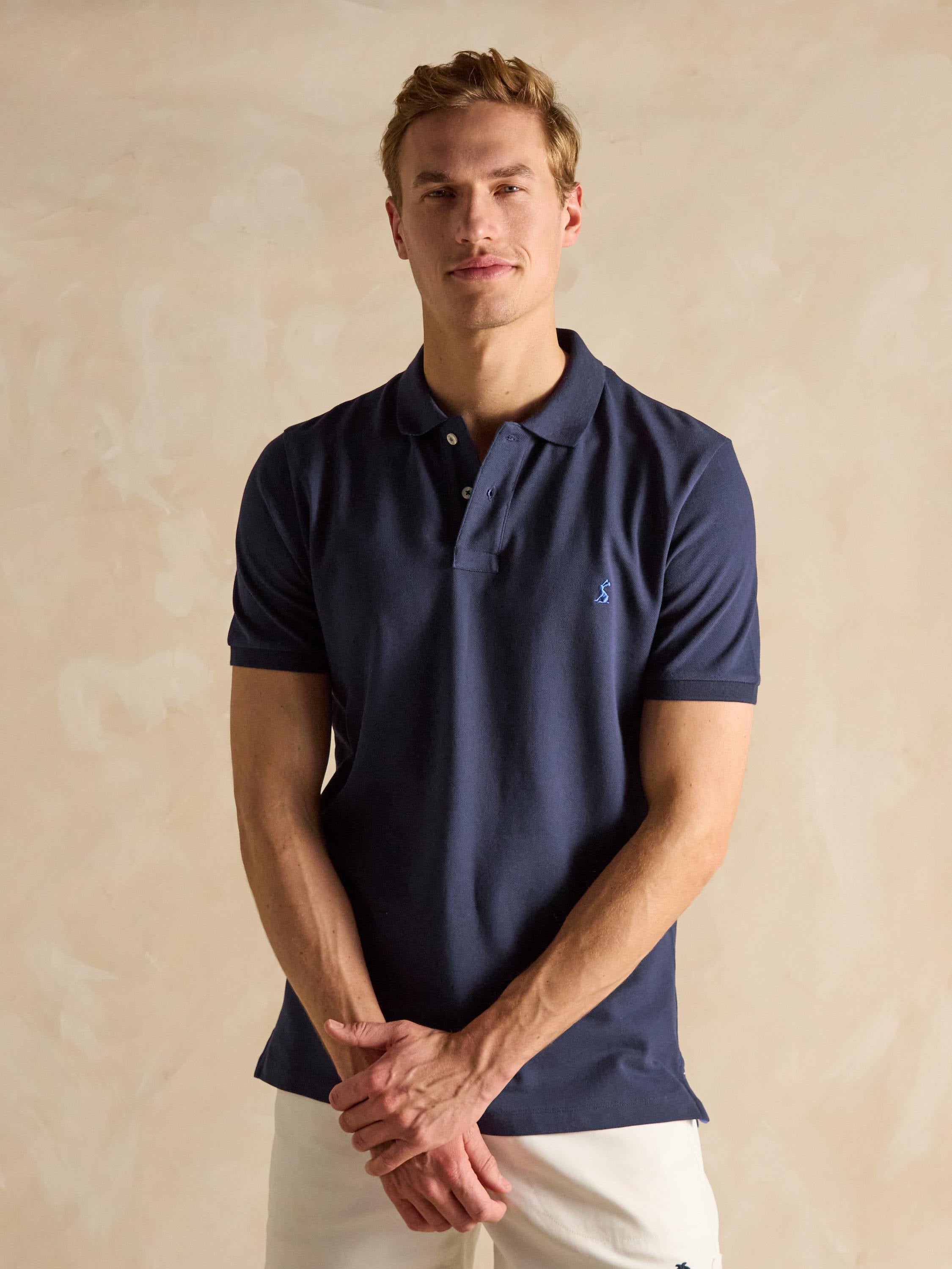 Woody Navy Cotton Pique Polo Shirt