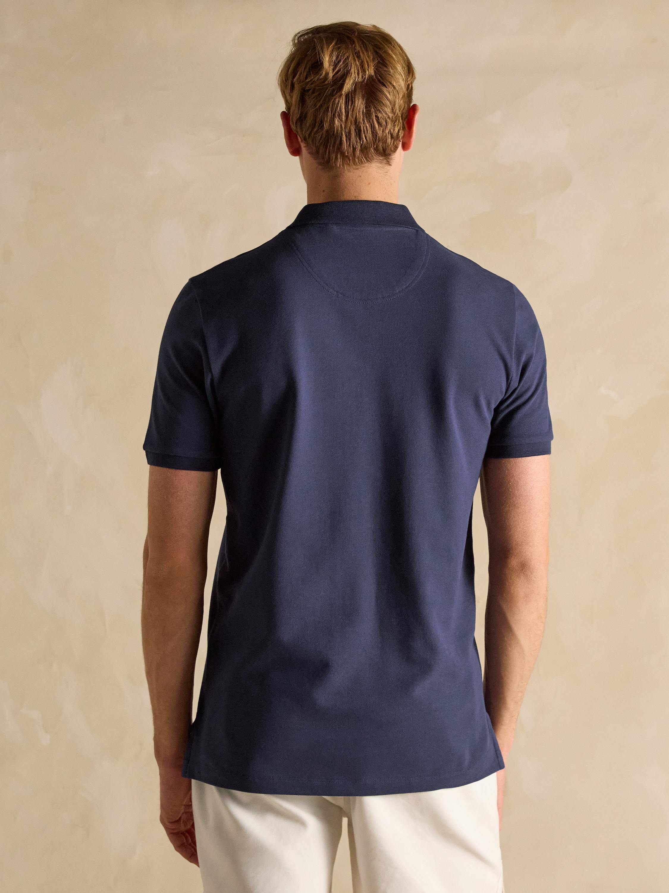Woody Navy Cotton Pique Polo Shirt