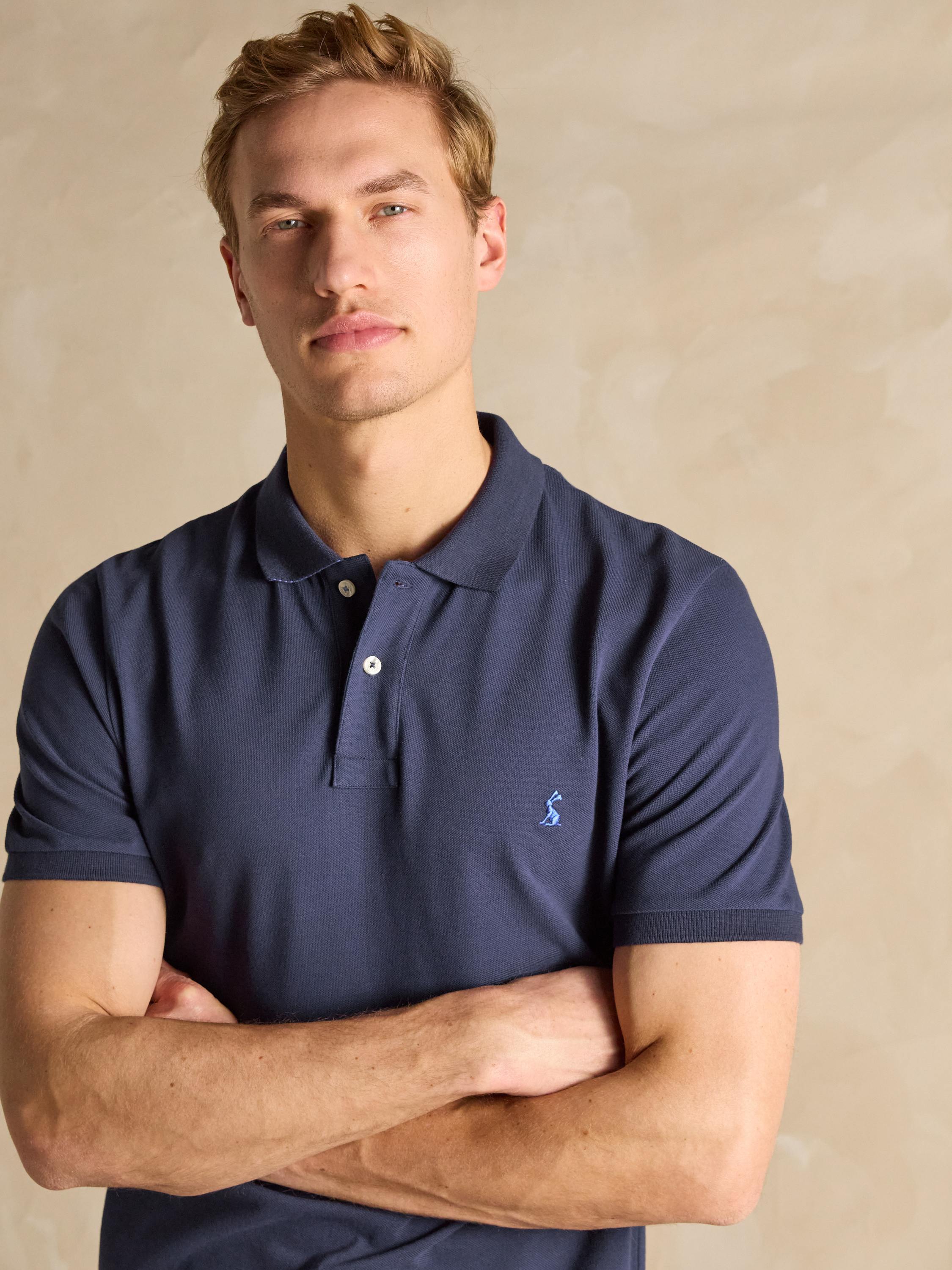 Woody Navy Cotton Pique Polo Shirt