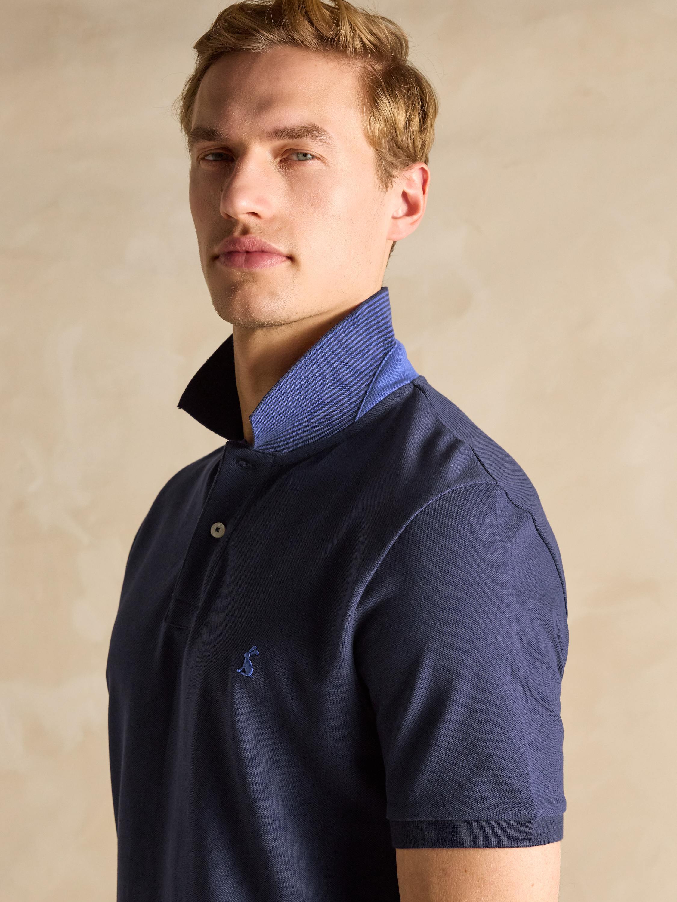Woody Navy Cotton Pique Polo Shirt