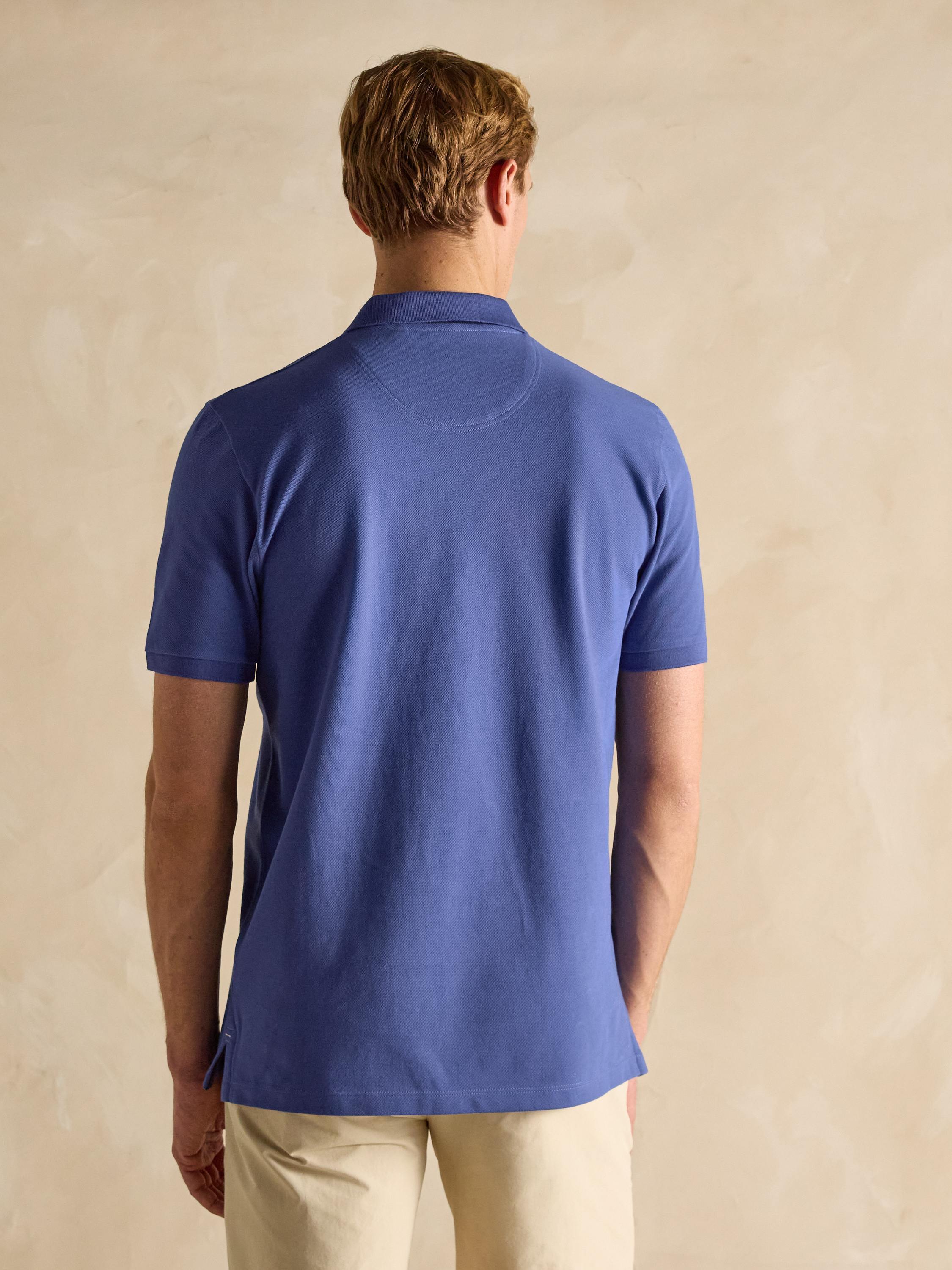 Woody Dark Blue Cotton Pique Polo Shirt