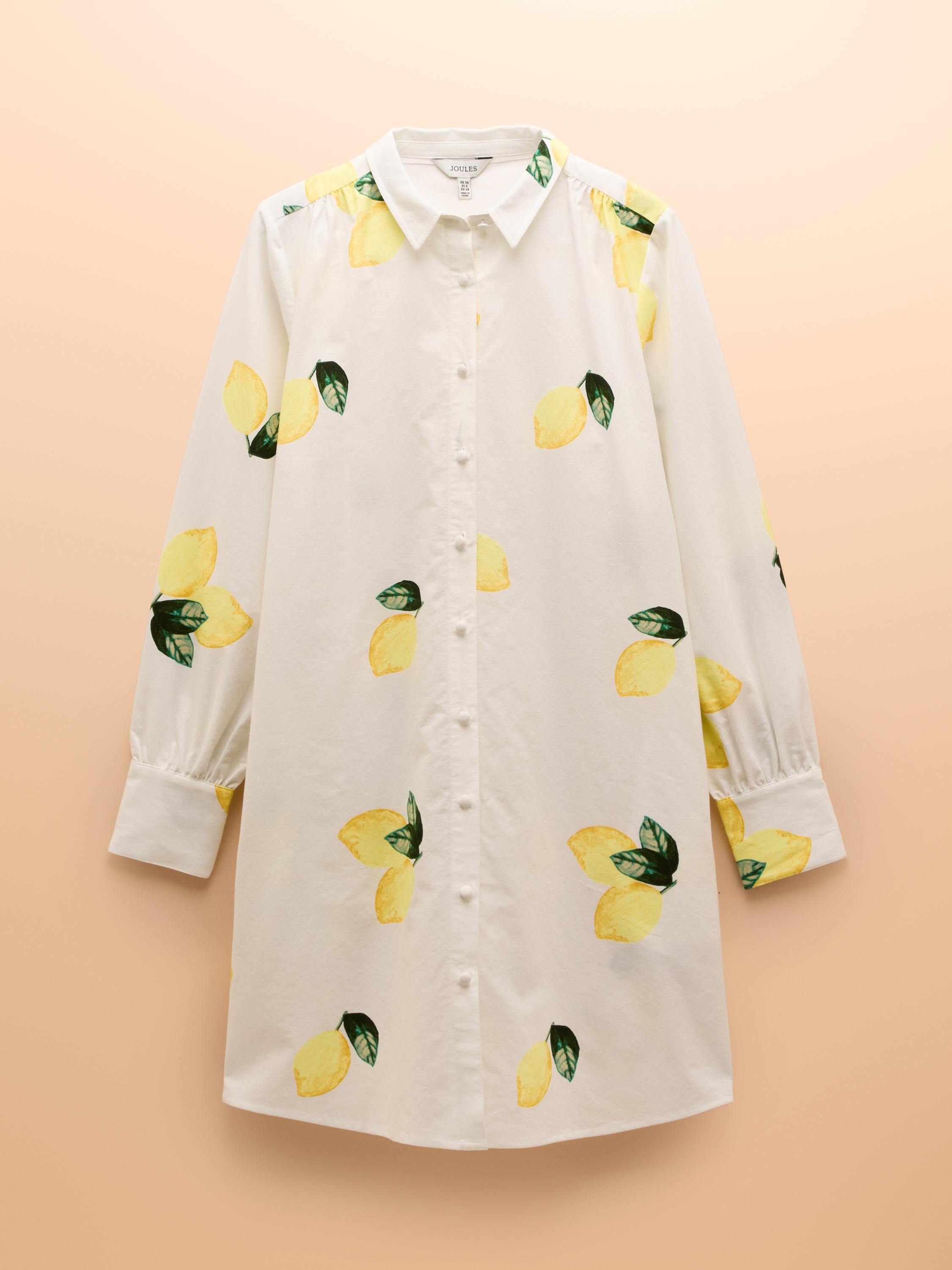 Phoebe Lemon Print Cotton Shirt Dress