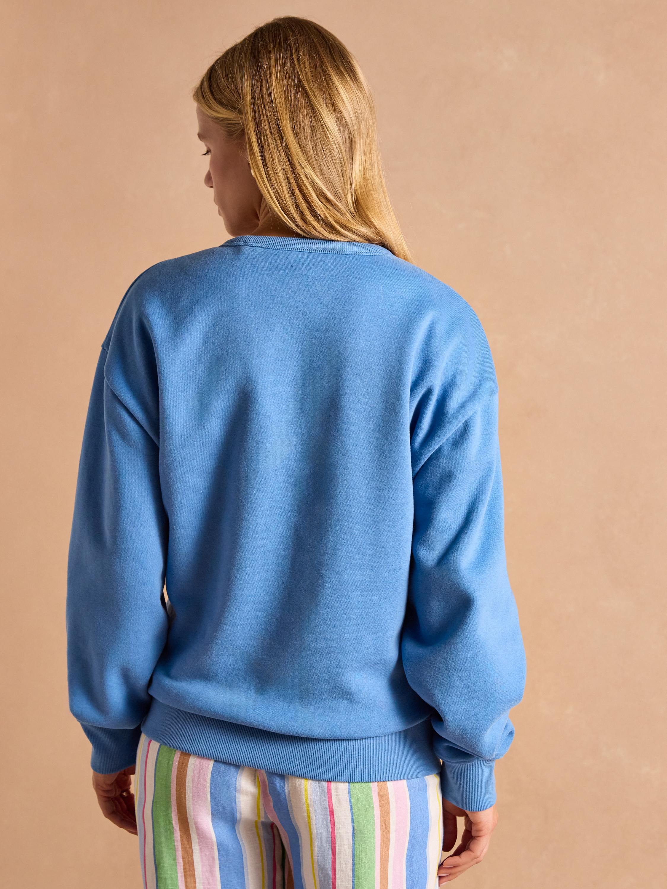Graphic Blue Crew Neck Sweatshirt