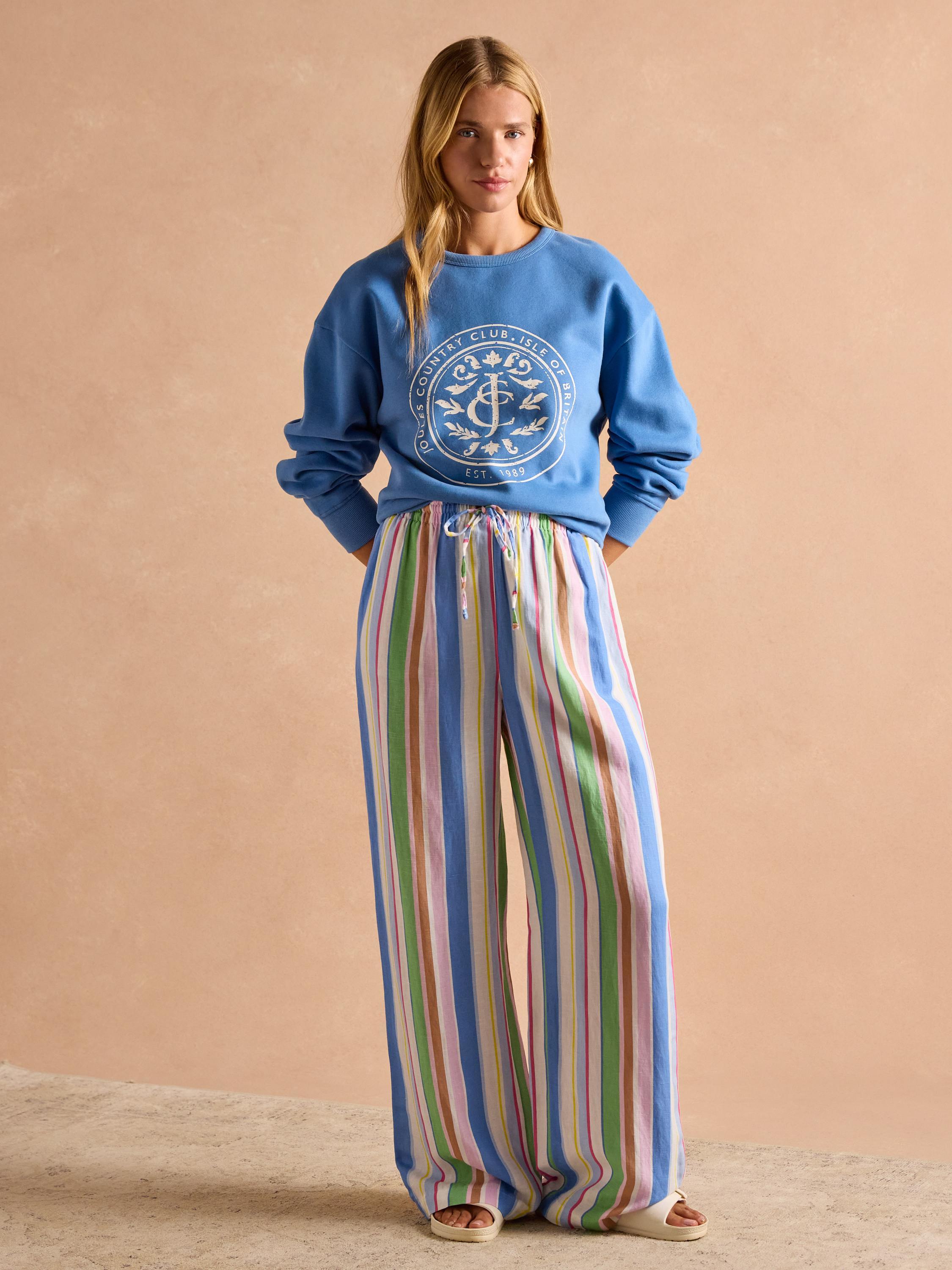 Graphic Blue Crew Neck Sweatshirt