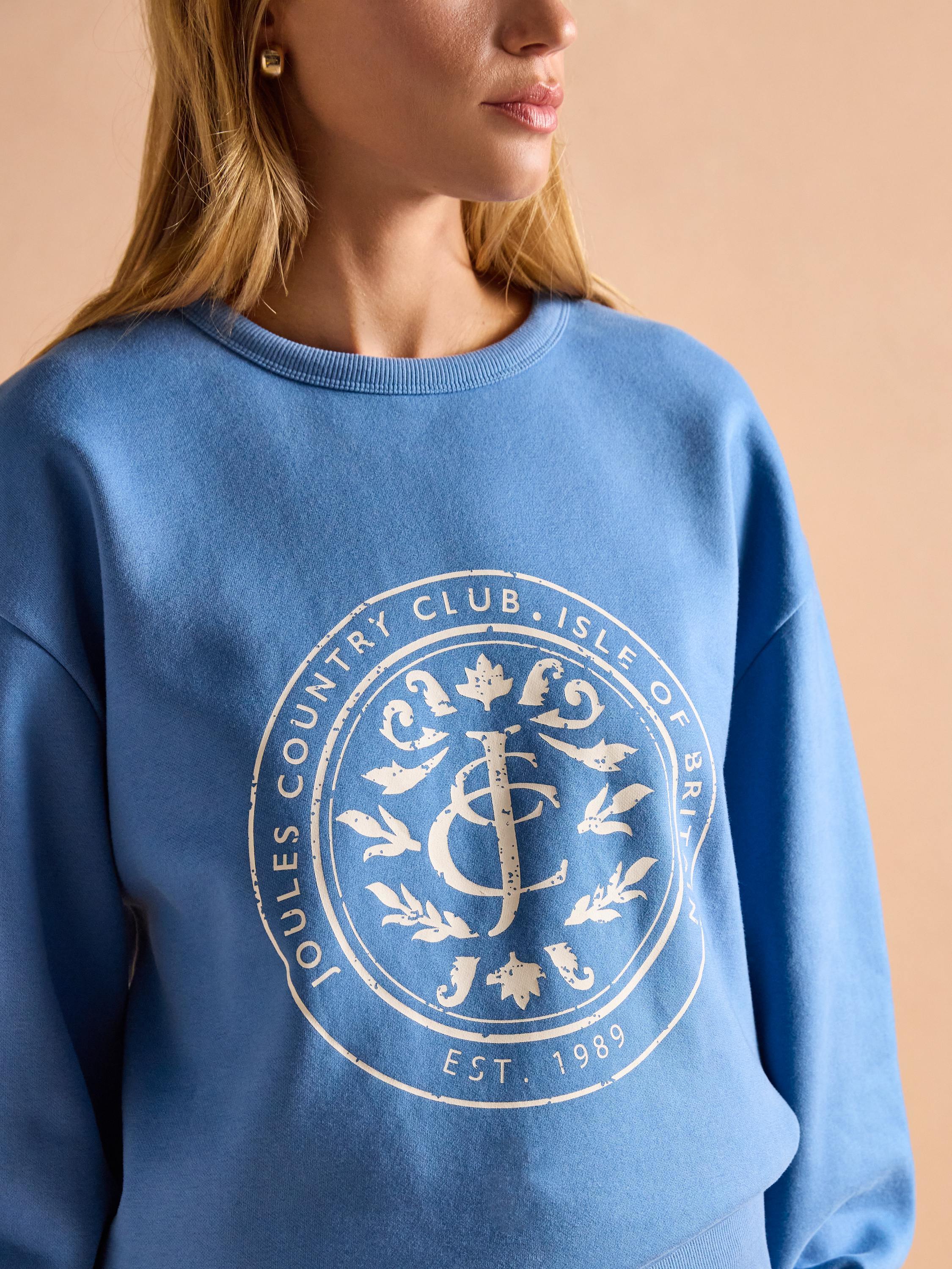 Graphic Blue Crew Neck Sweatshirt