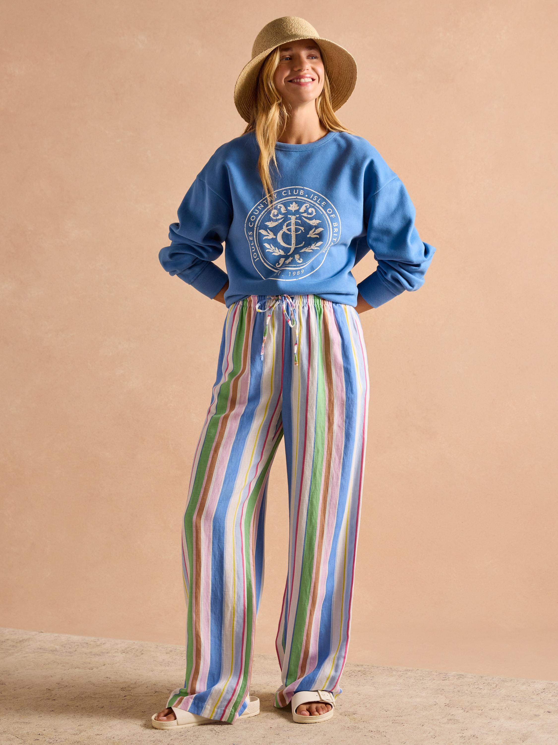 Graphic Blue Crew Neck Sweatshirt