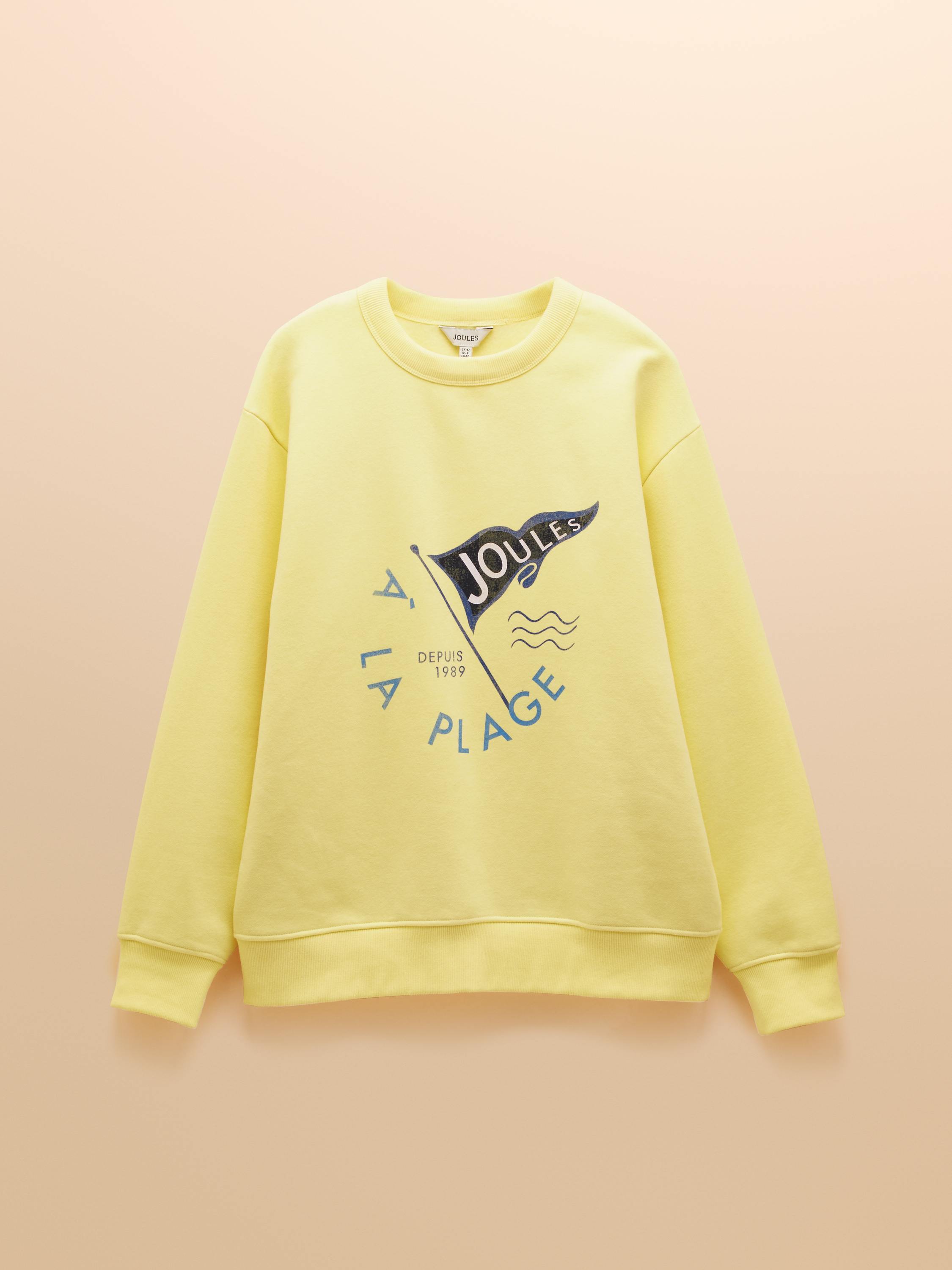 Graphic Yellow Cotton Rich Crew Neck Sweatshirt